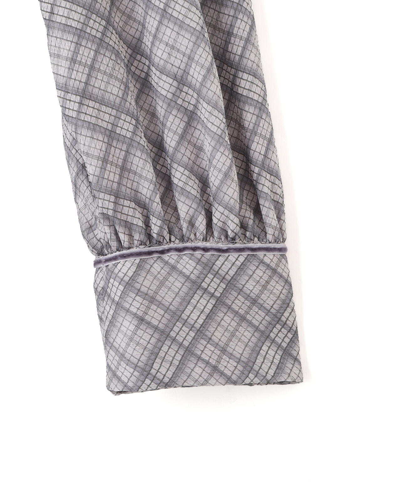 ベロア配色チェックラッフルワンピース