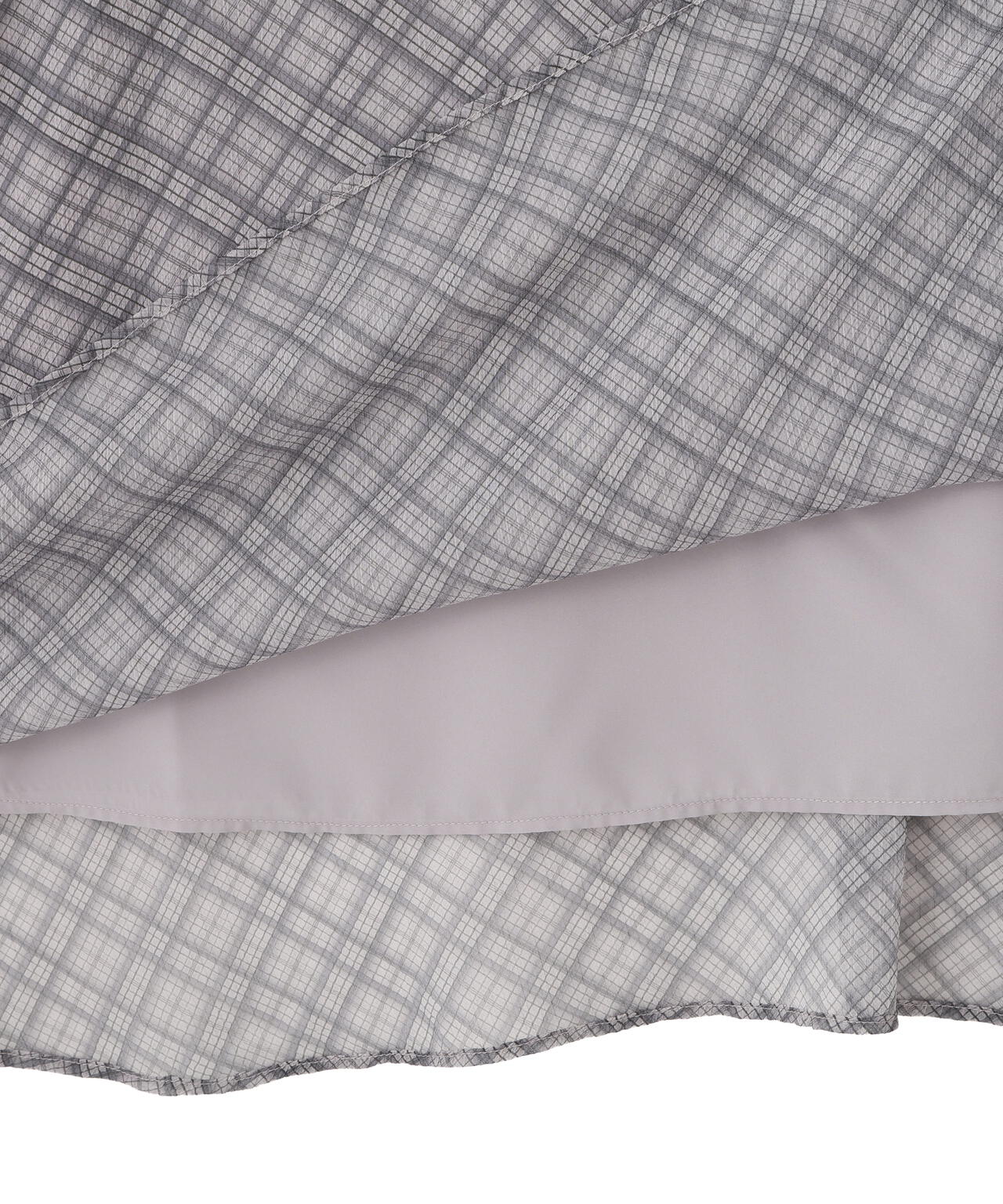 ベロア配色チェックラッフルワンピース