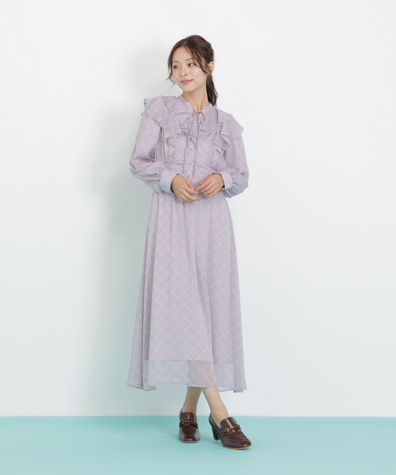 ベロア配色チェックラッフルワンピース | JILL by JILL STUART（ジル