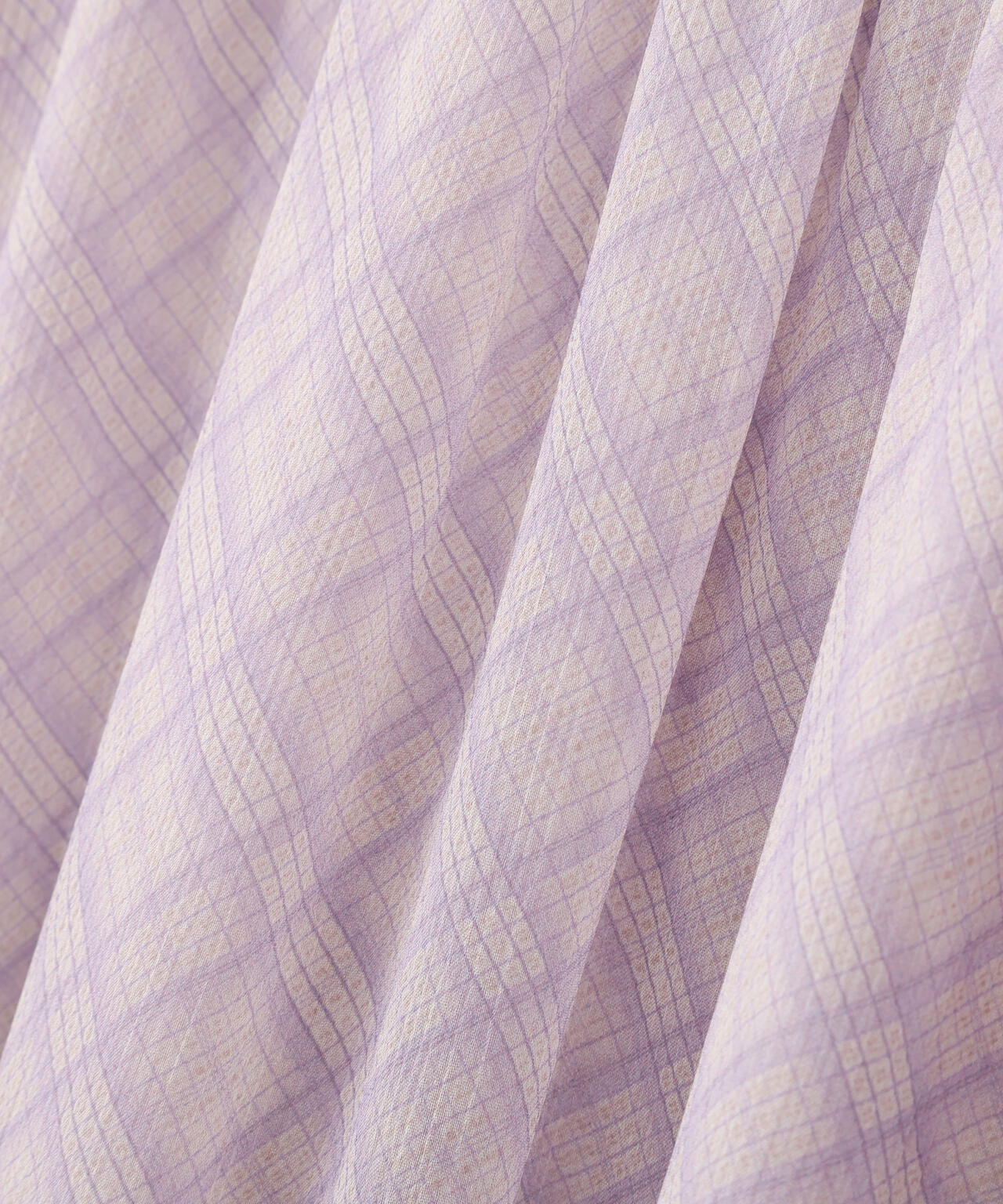 ベロア配色チェックラッフルワンピース