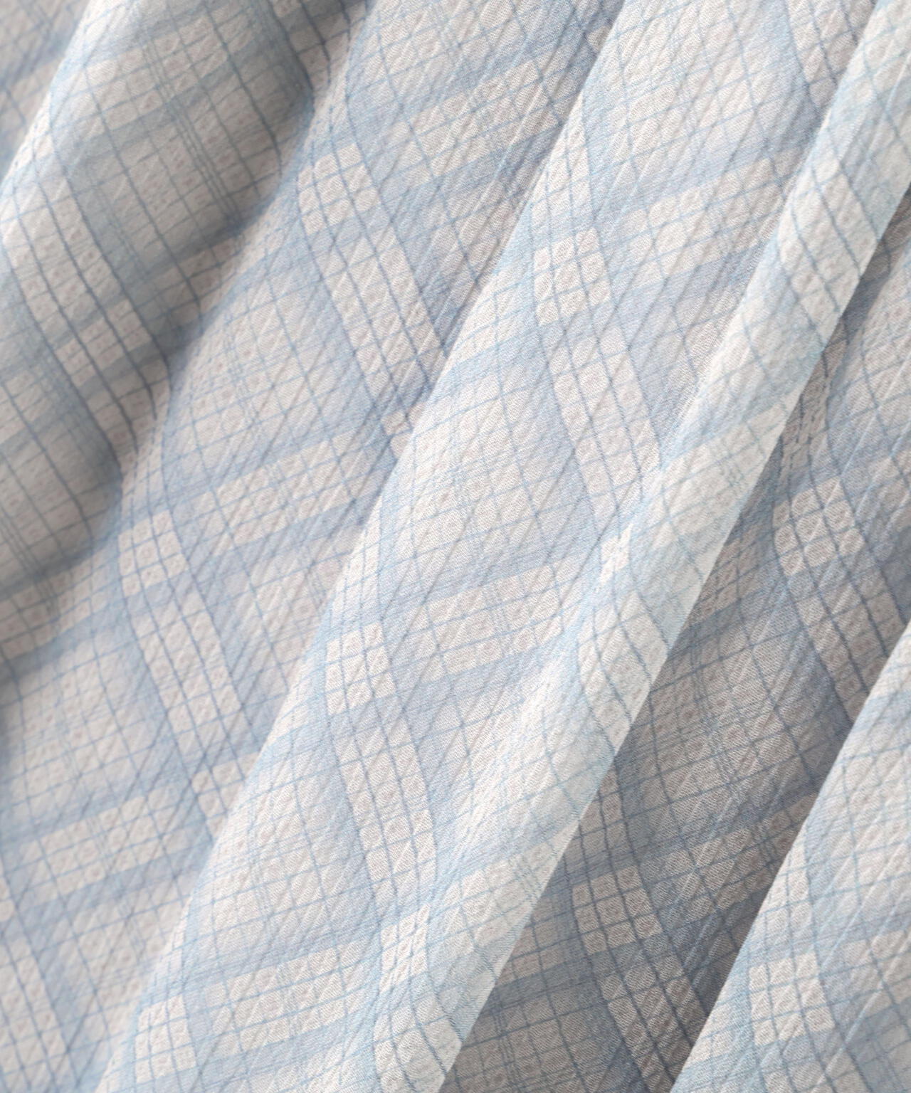 ベロア配色チェックラッフルワンピース