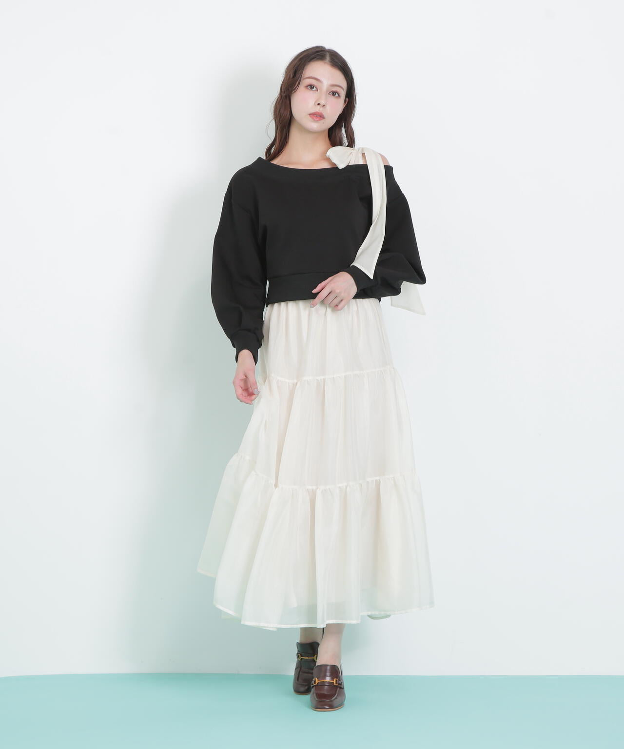ジルスチュアート 半袖セットアップ ジルバイジルスチュアート JILL by JILLSTUART ビット付きニット