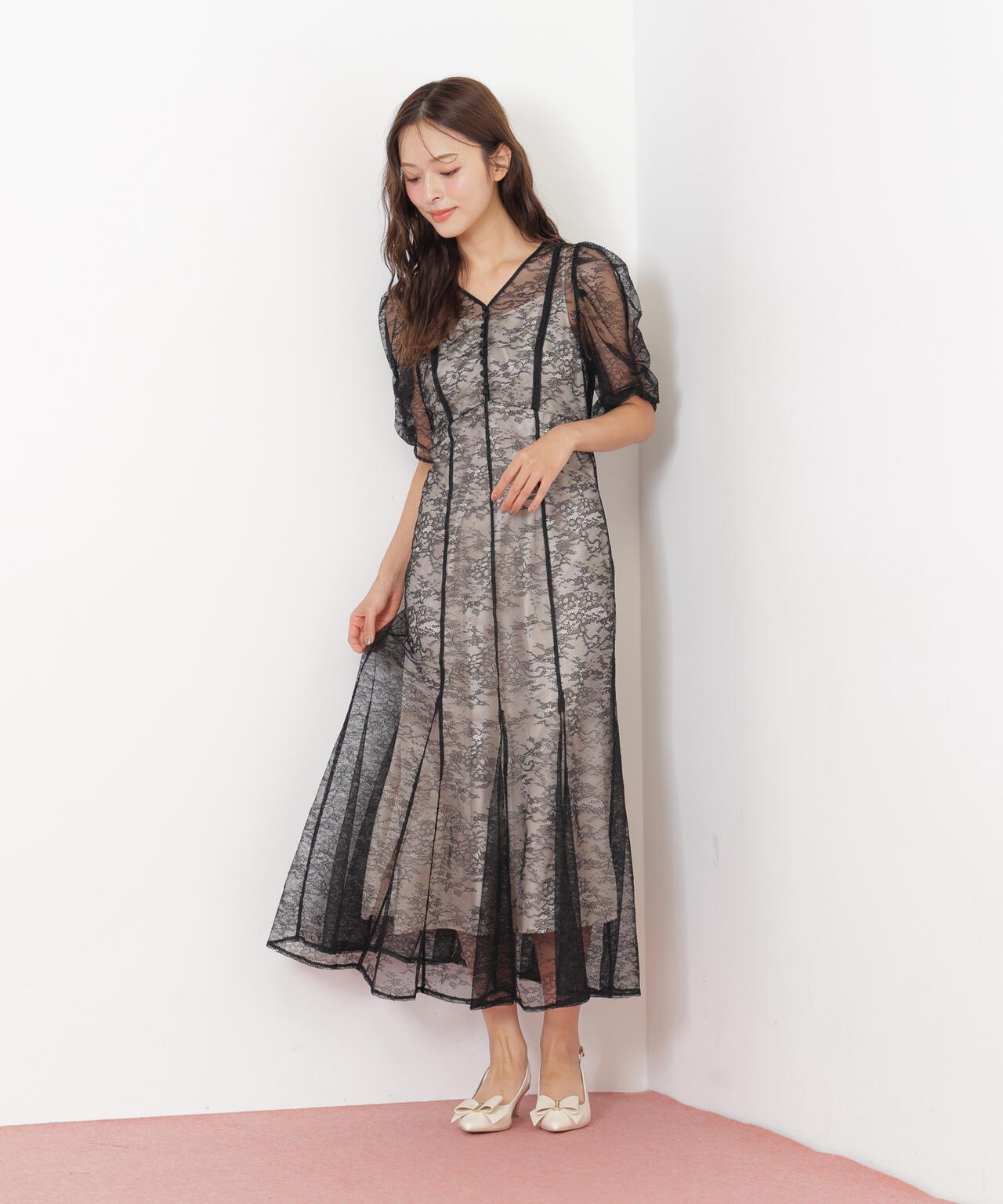 ラメコードレースバイカラードレス | JILL by JILL STUART(ジル バイ ラメコードレースバイカラードレス | JILL by JILL STUART(ジル バイ