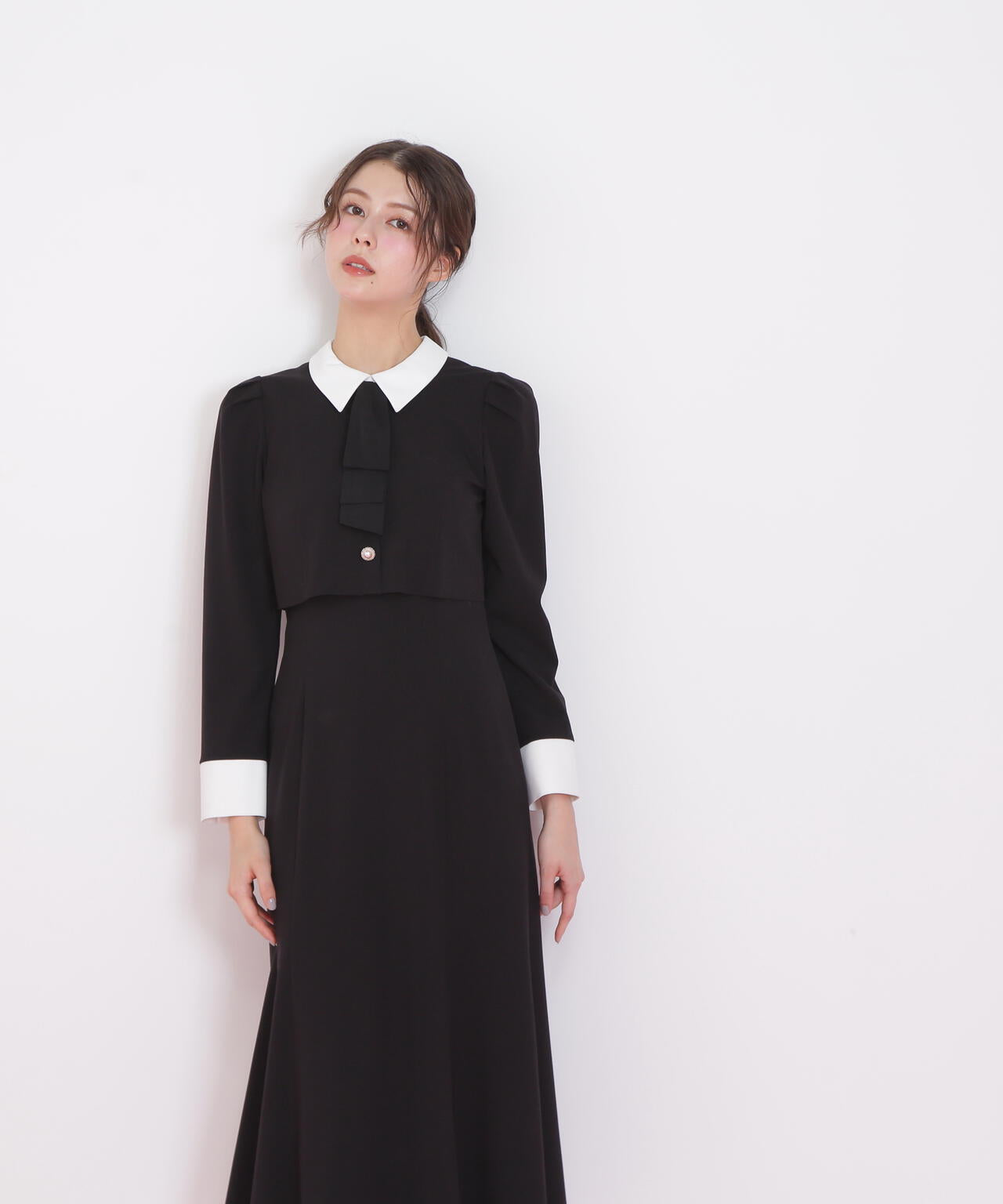 ジャケットレイヤードワンピース