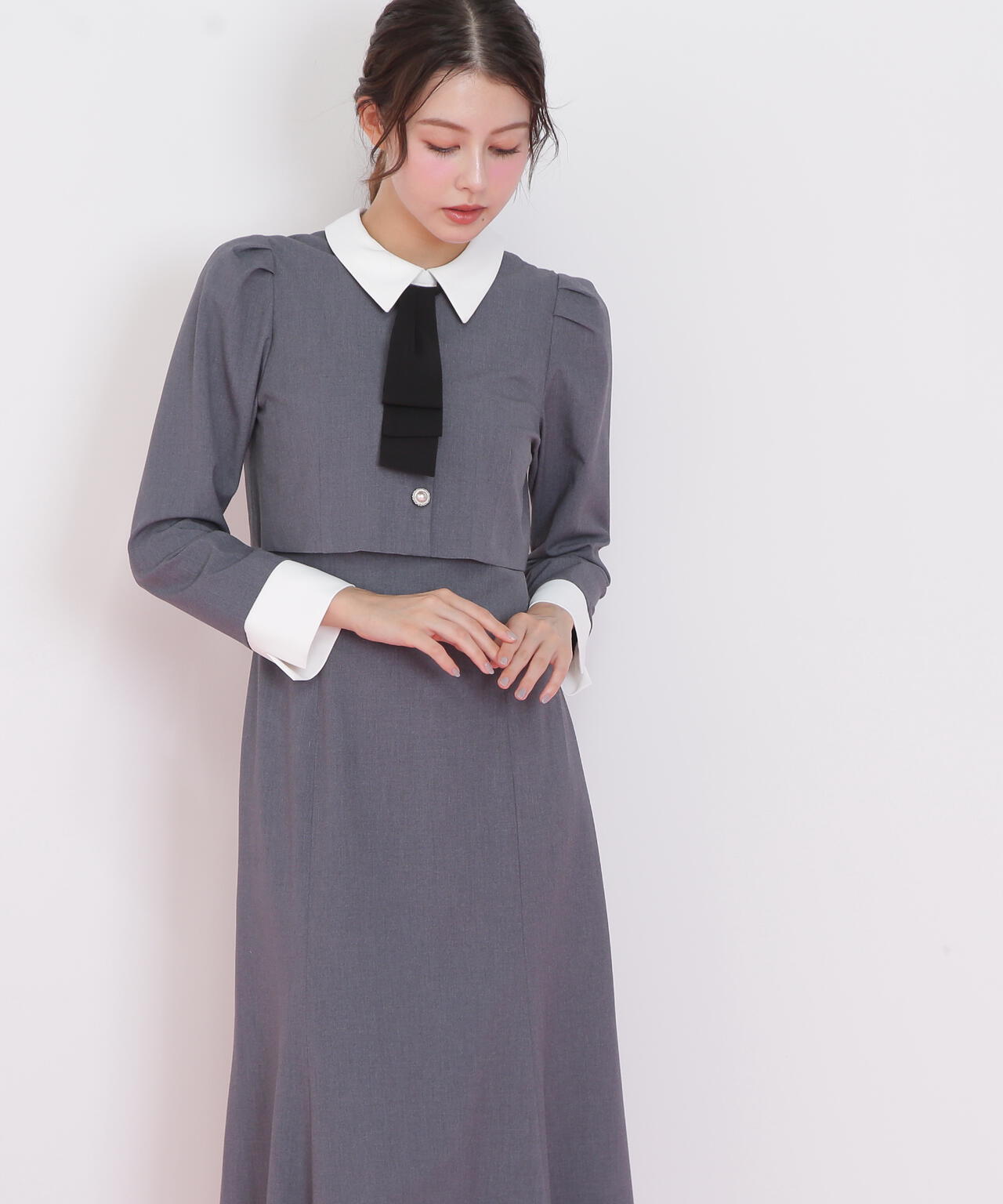 ジャケットレイヤードワンピース