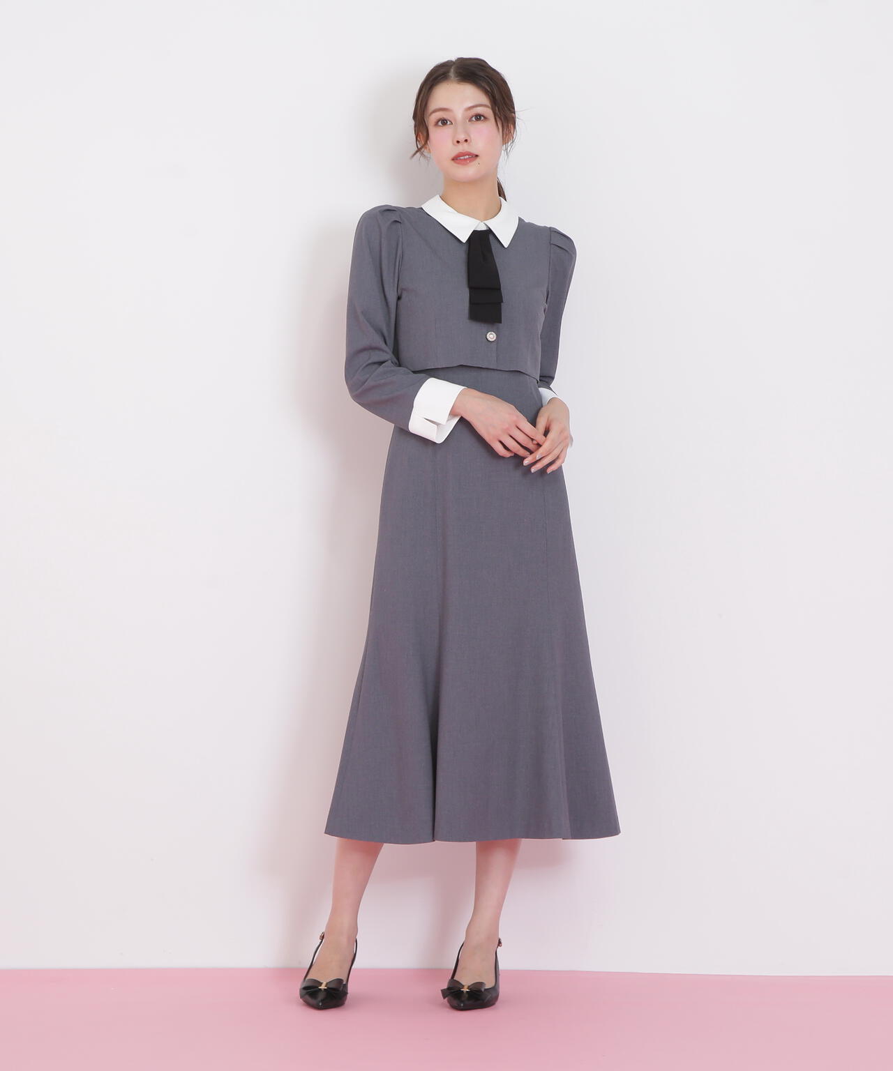 ジャケットレイヤードワンピース