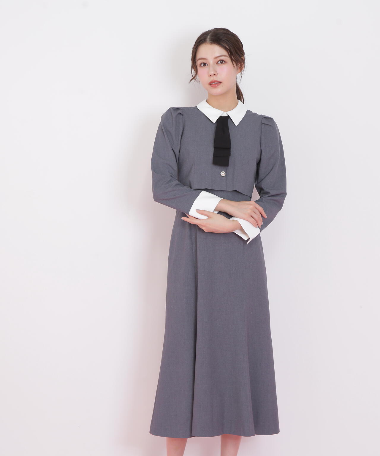 ジャケットレイヤードワンピース