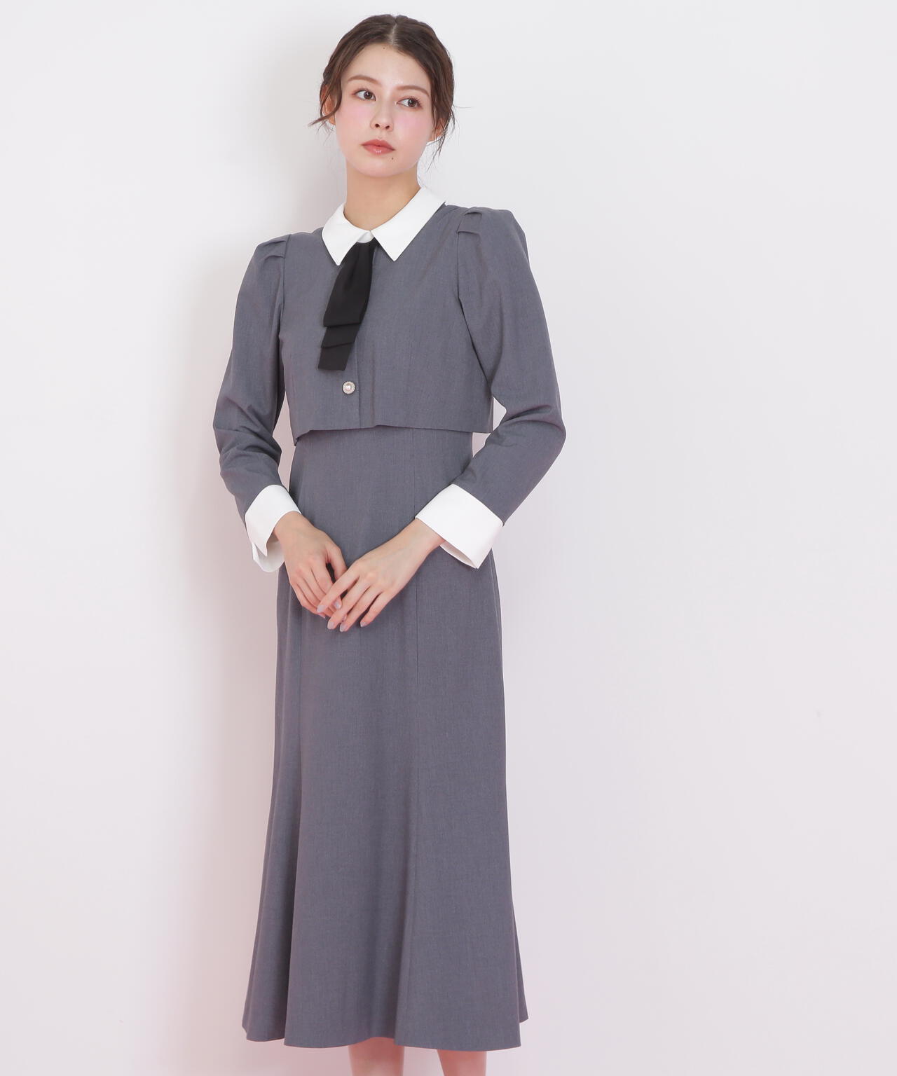 ジャケットレイヤードワンピース