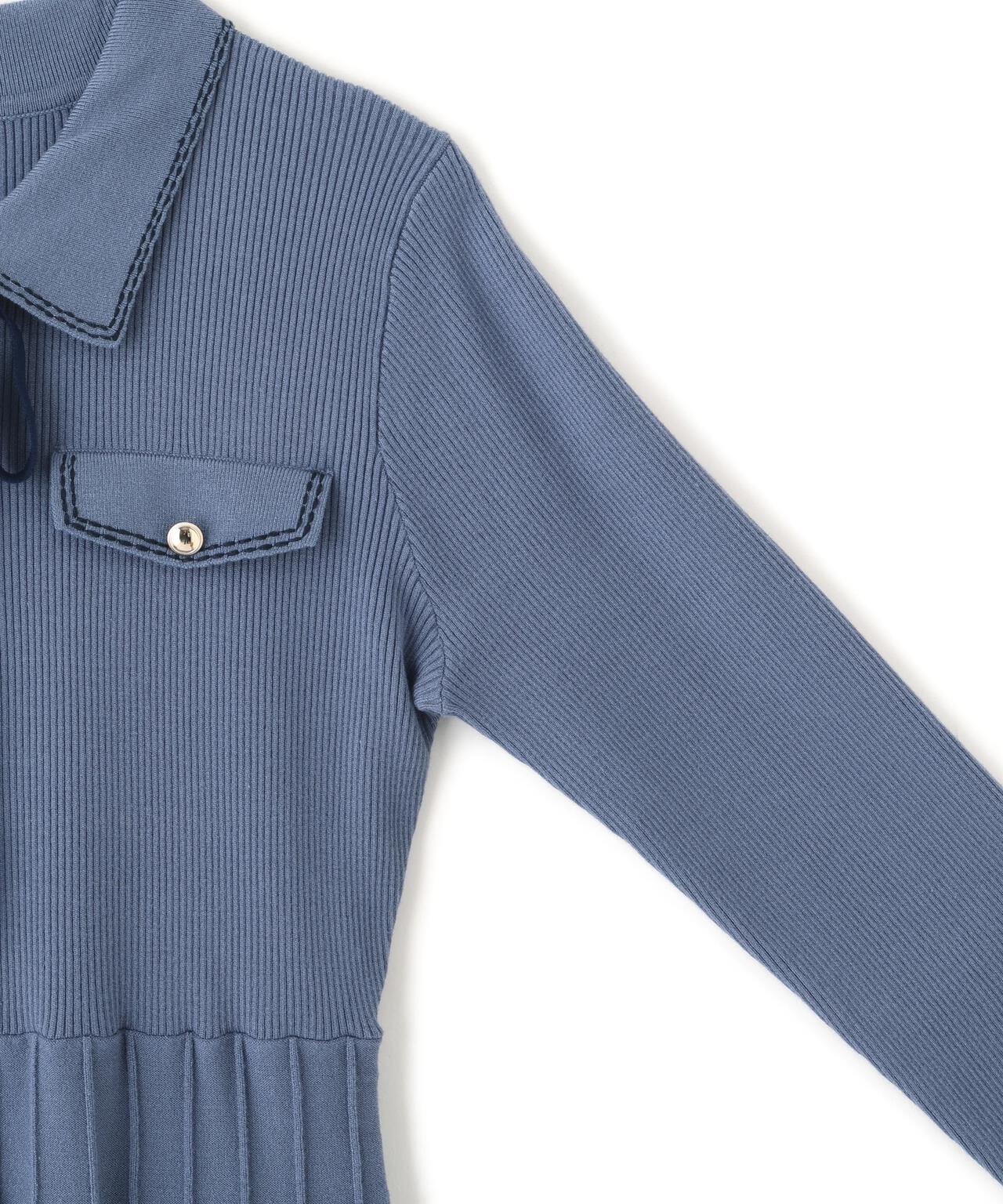 ステッチカラーニットワンピース