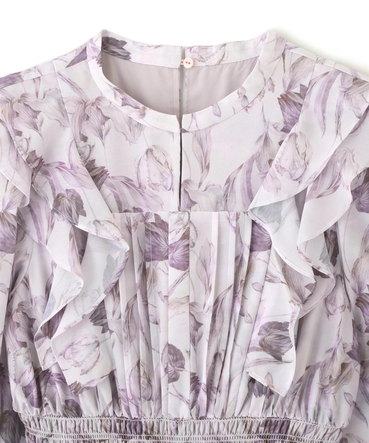 ピンタック花柄ワンピース