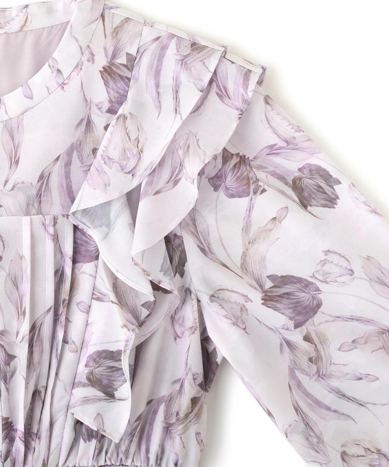 ピンタック花柄ワンピース