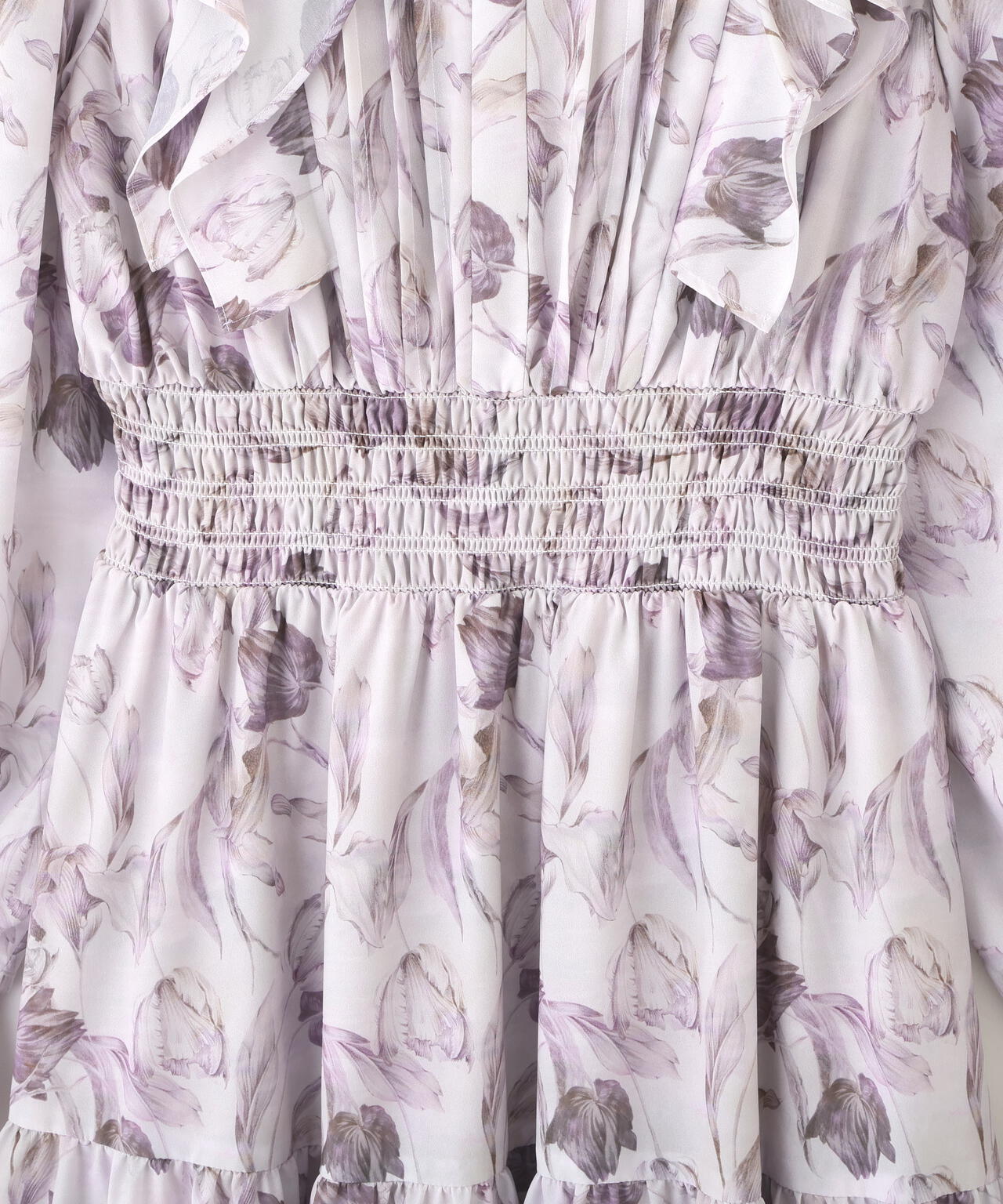 ピンタック花柄ワンピース