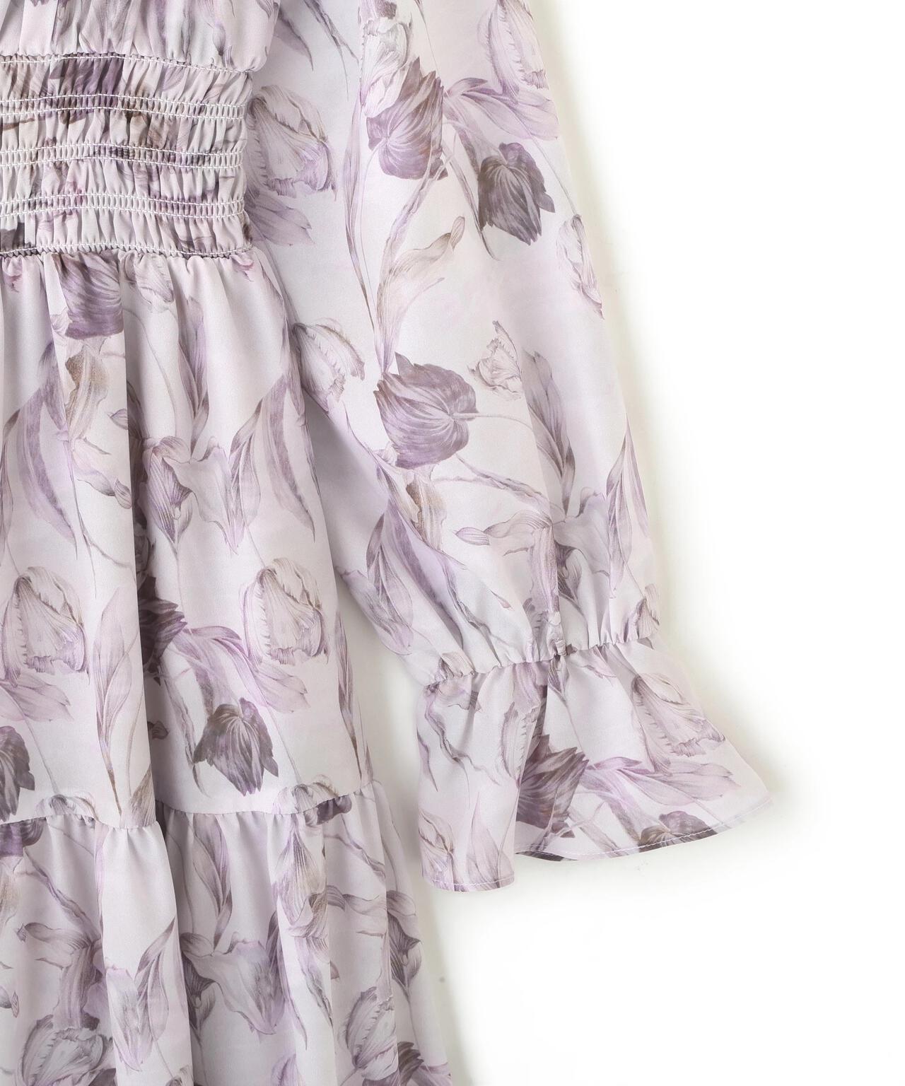 ピンタック花柄ワンピース