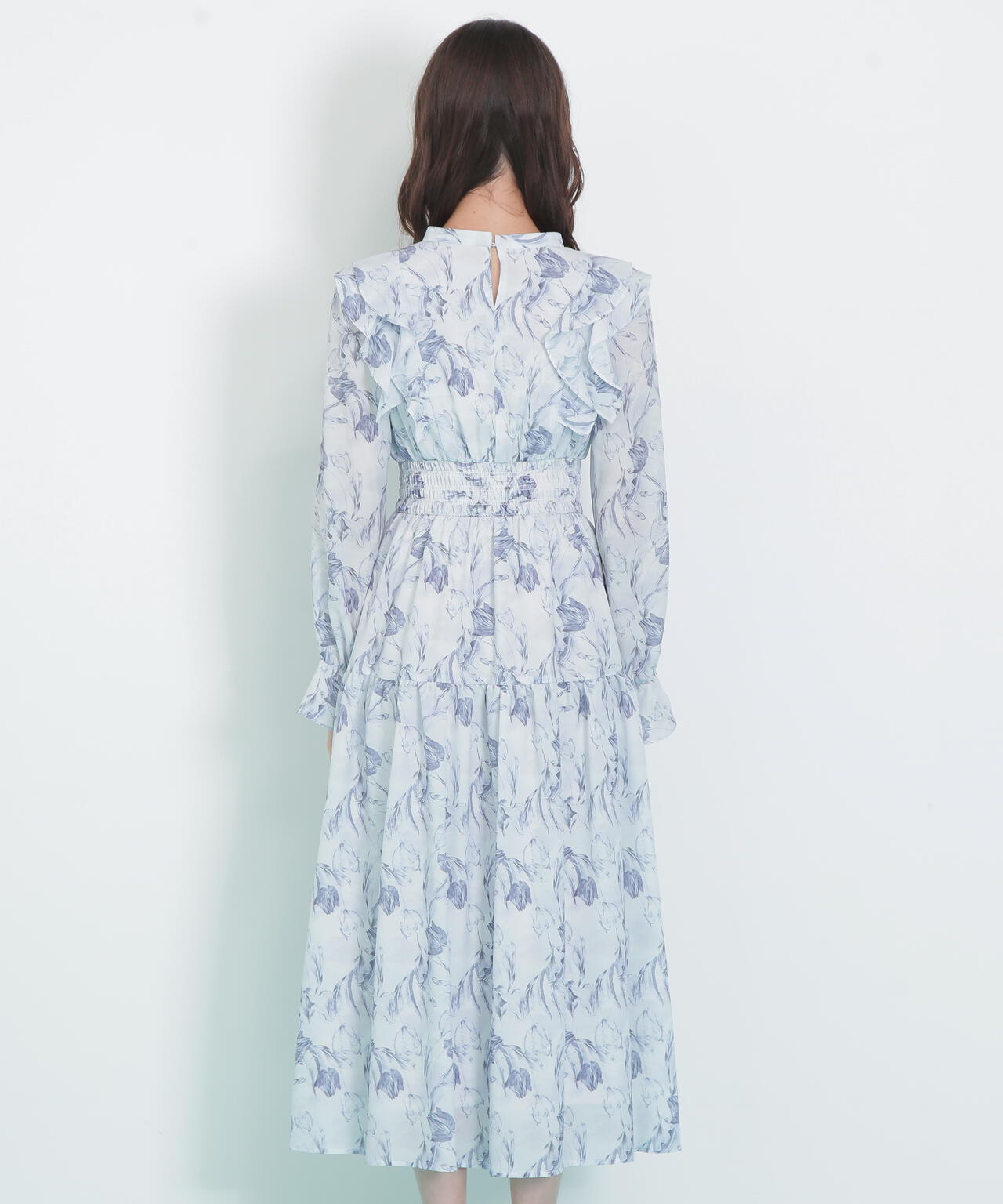 ピンタック花柄ワンピース