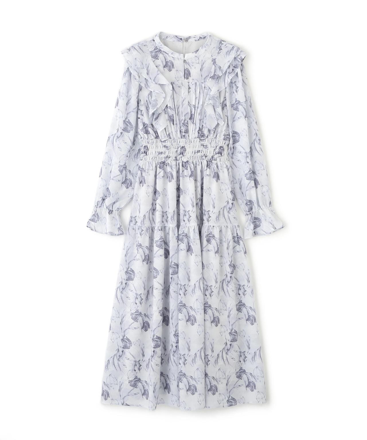 ピンタック花柄ワンピース