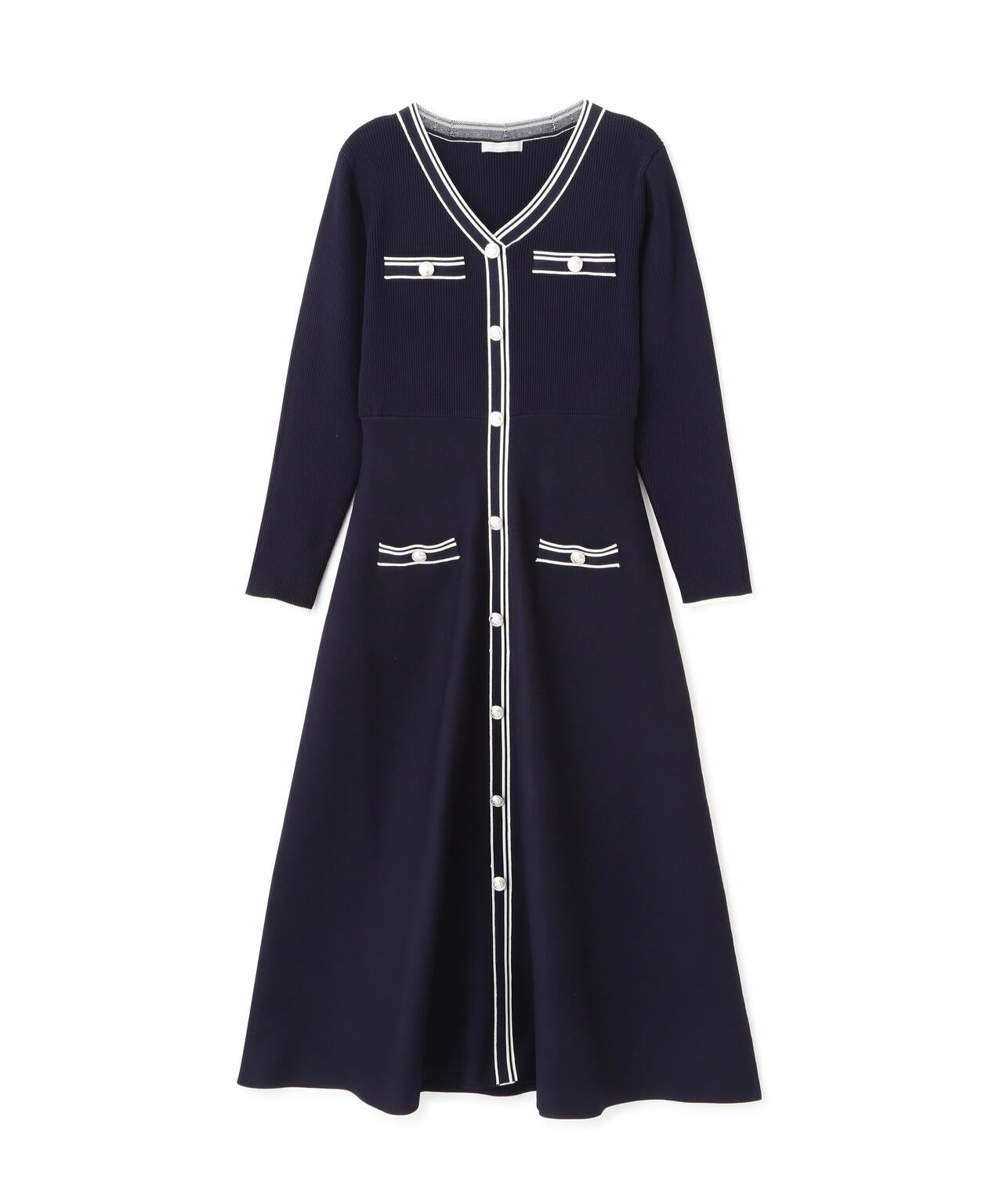 Vネック配色ラインフレアワンピース | JILL by JILL STUART（ジル バイ