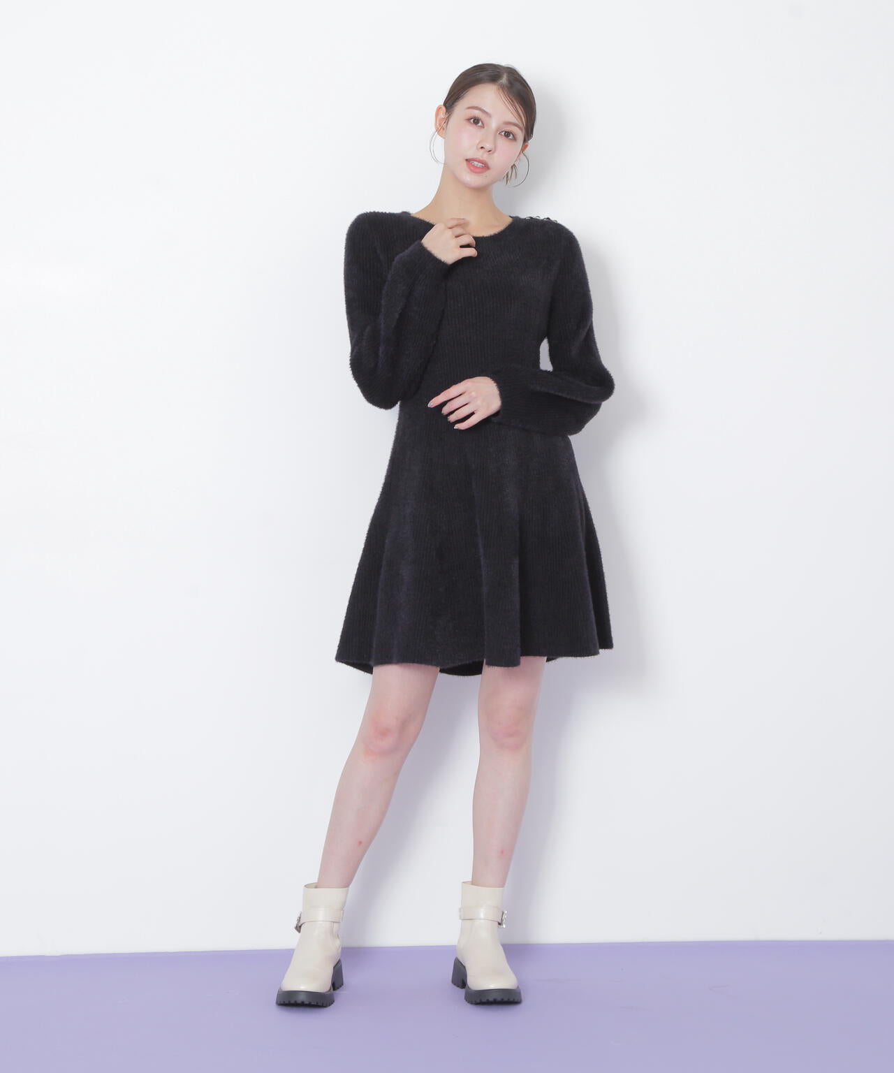 シャギーミニニットワンピース