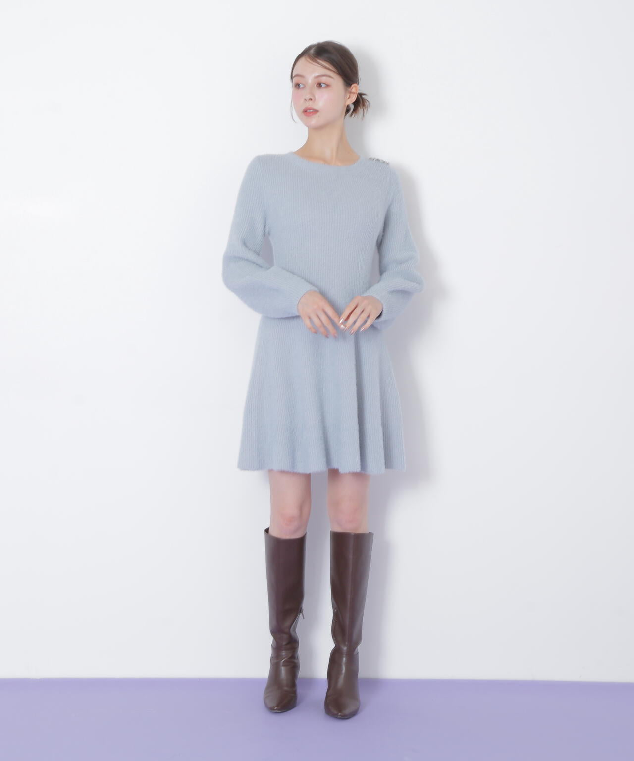 シャギーミニニットワンピース