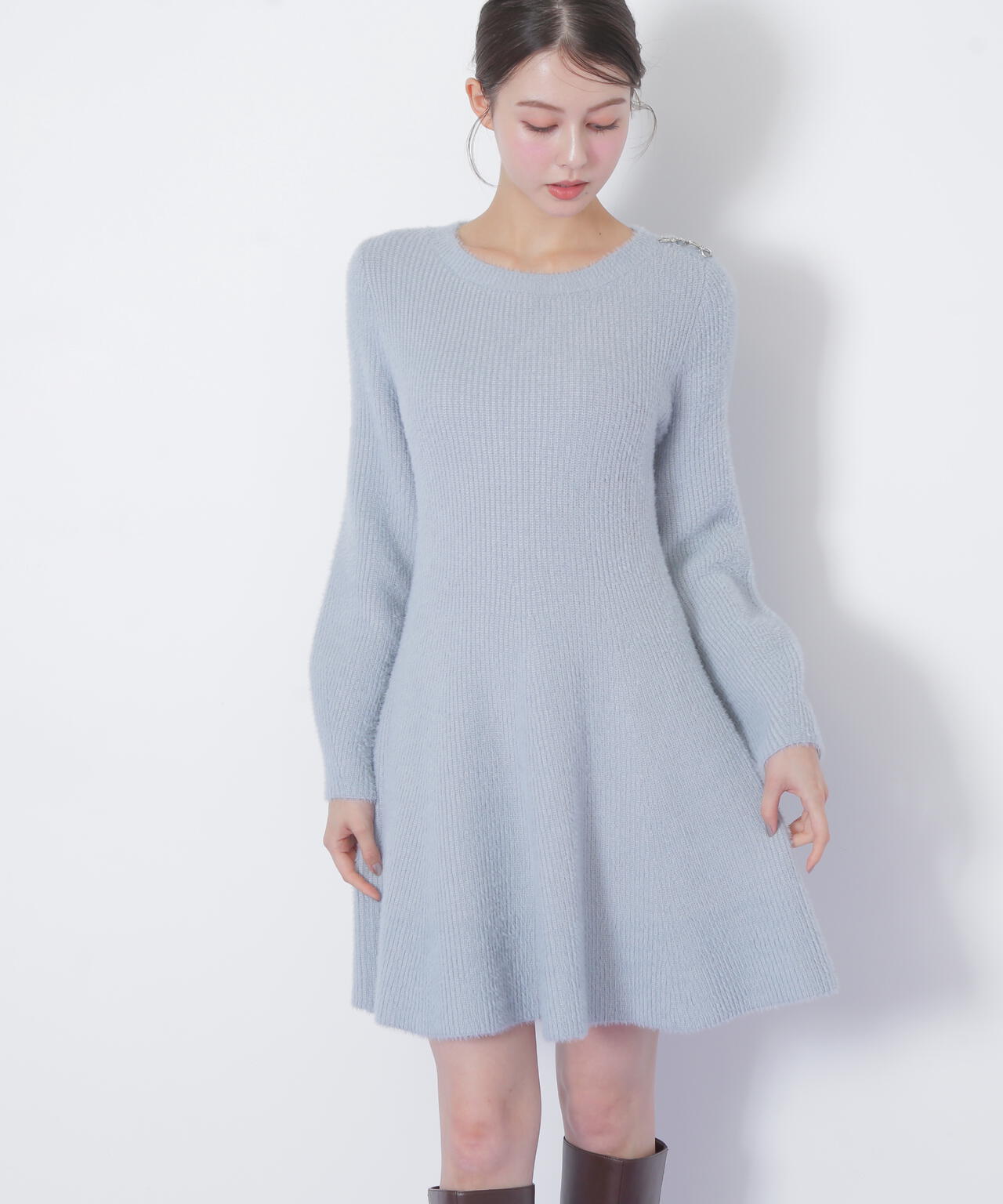 シャギーミニニットワンピース