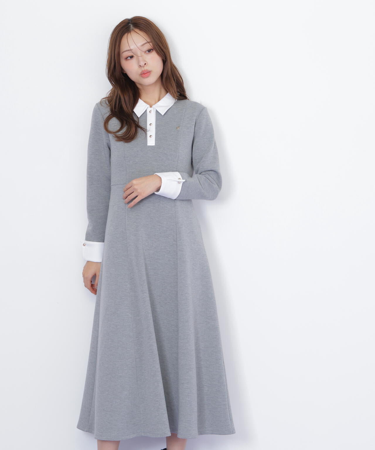JILL BY JILLSTUART ポロ衿カットソーワンピース グレー ジルバイジルスチュアート JILL by JILLSTUART ポロ衿カットソー