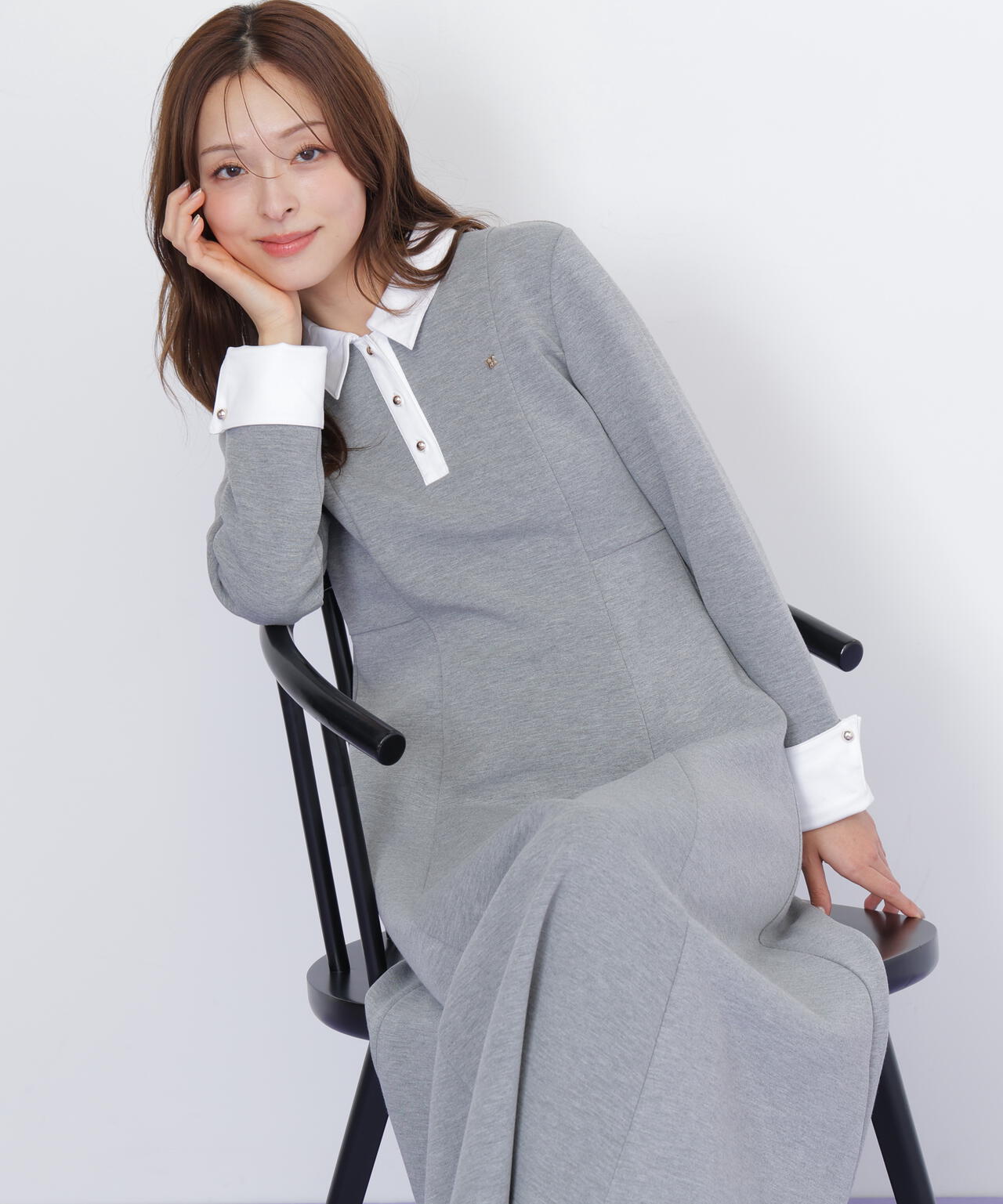 JILL BY JILLSTUART ポロ衿カットソーワンピース グレー ジルバイジルスチュアート JILL by JILLSTUART ポロ衿カットソー