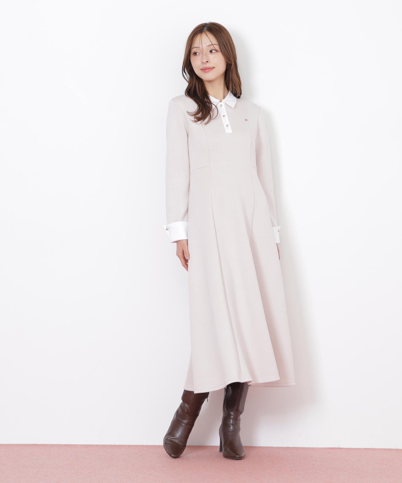 JILL BY JILLSTUART ポロ衿カットソーワンピース グレー ジルバイジルスチュアート JILL by JILLSTUART ポロ衿カットソー