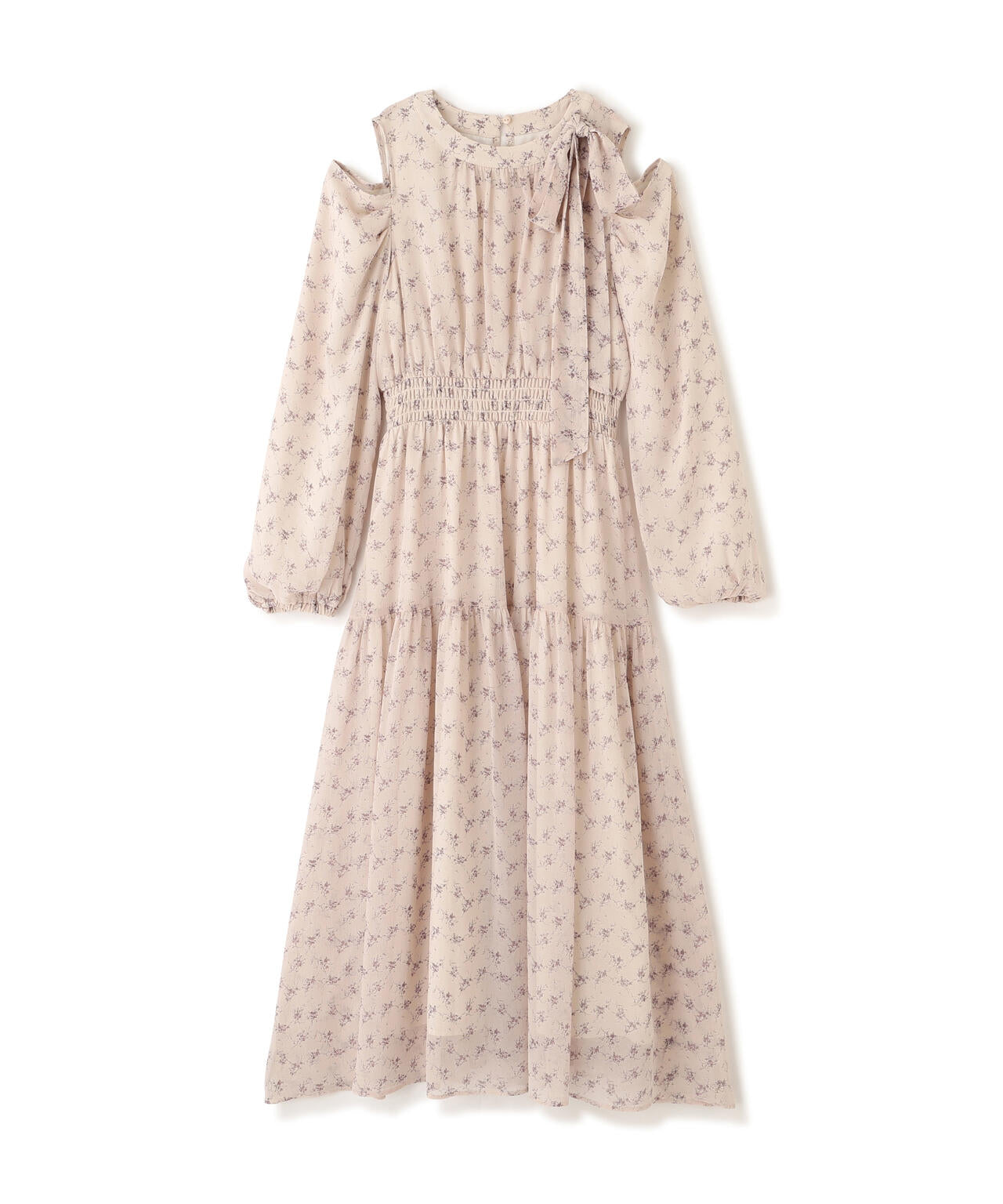 小花柄ボウタイワンピース