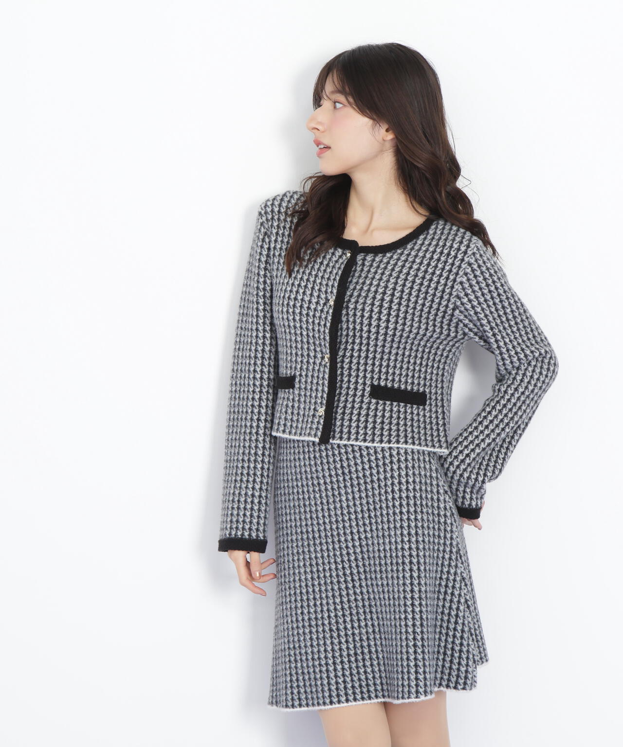 千鳥ジャガードニットセットアップ