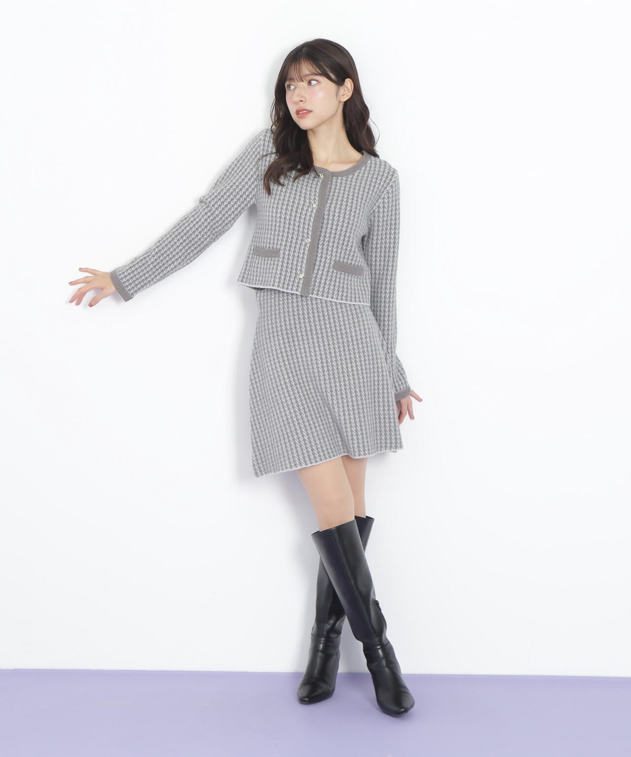 千鳥ジャガードニットセットアップ