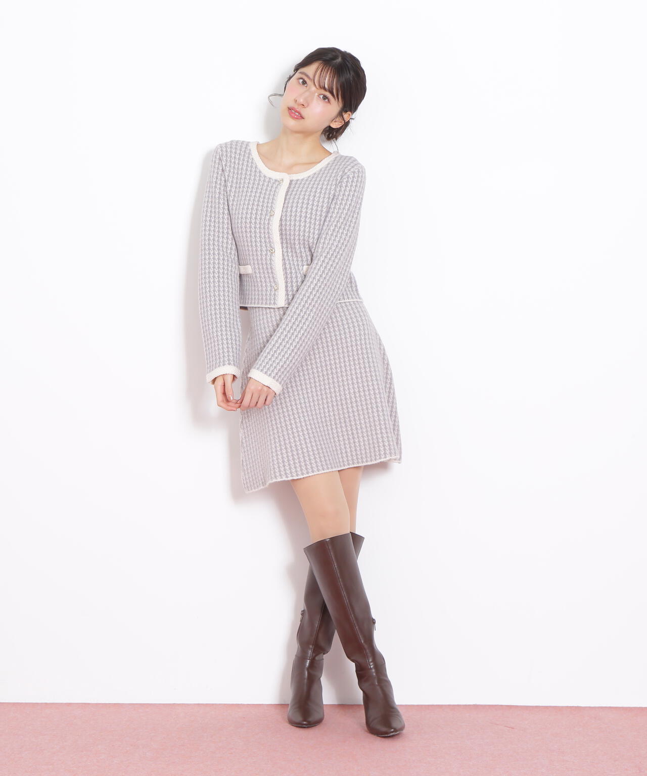 千鳥ジャガードニットセットアップ