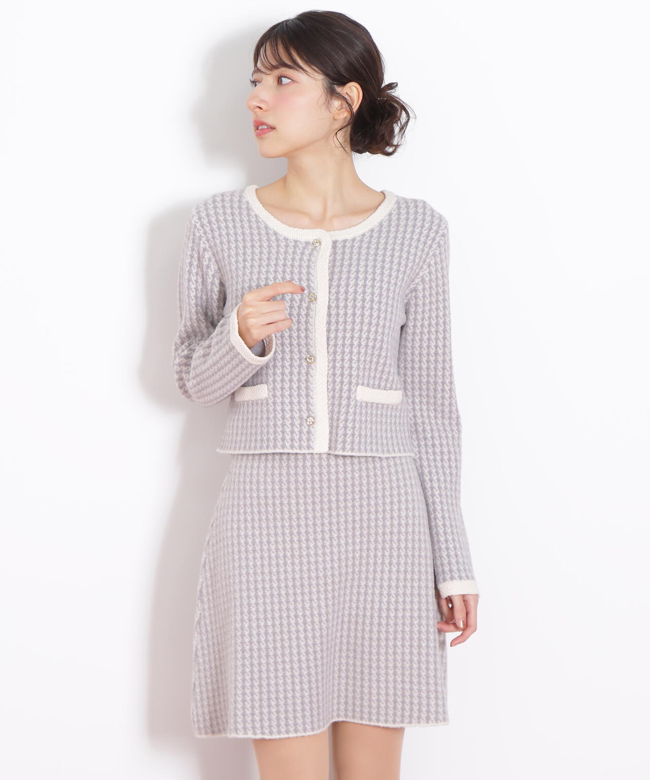 ピン　千鳥ジャガードニットトップス 千鳥ジャガードニットセットアップ | JILL by JILL STUART（ジル