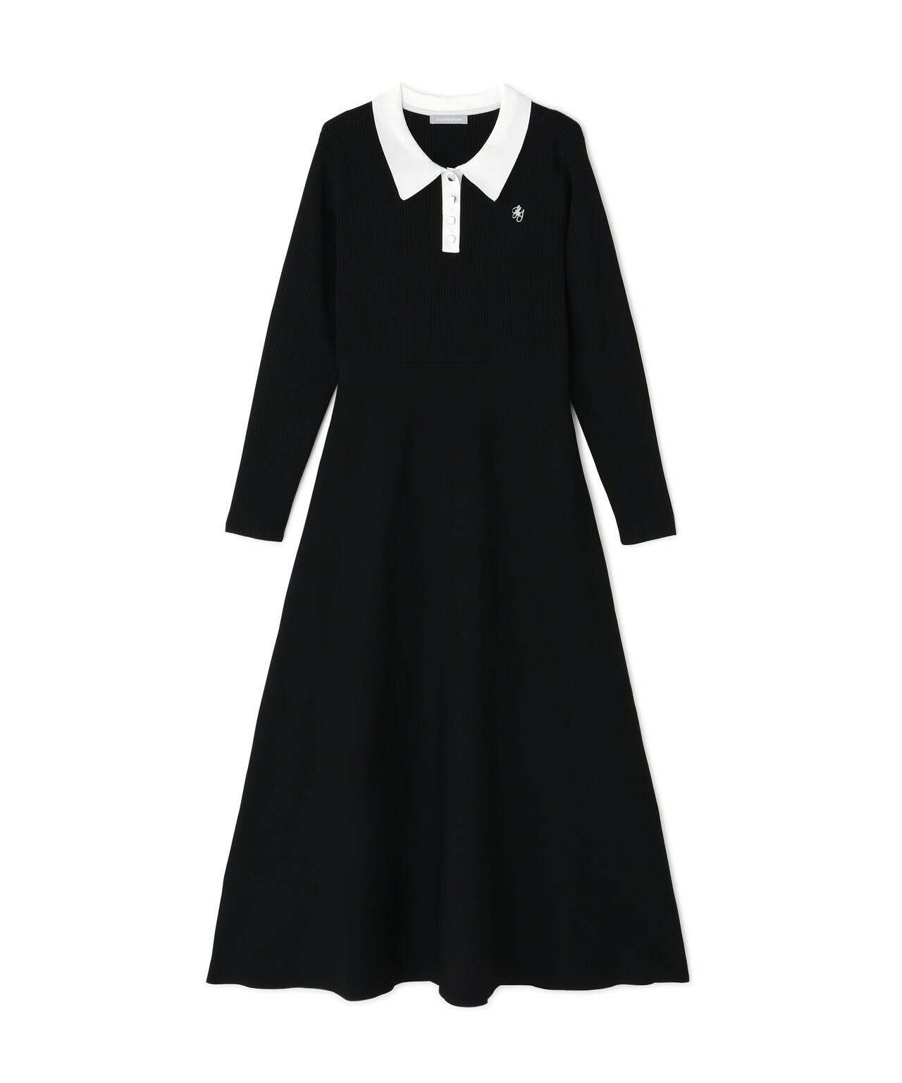 長袖ポロネックニットワンピース