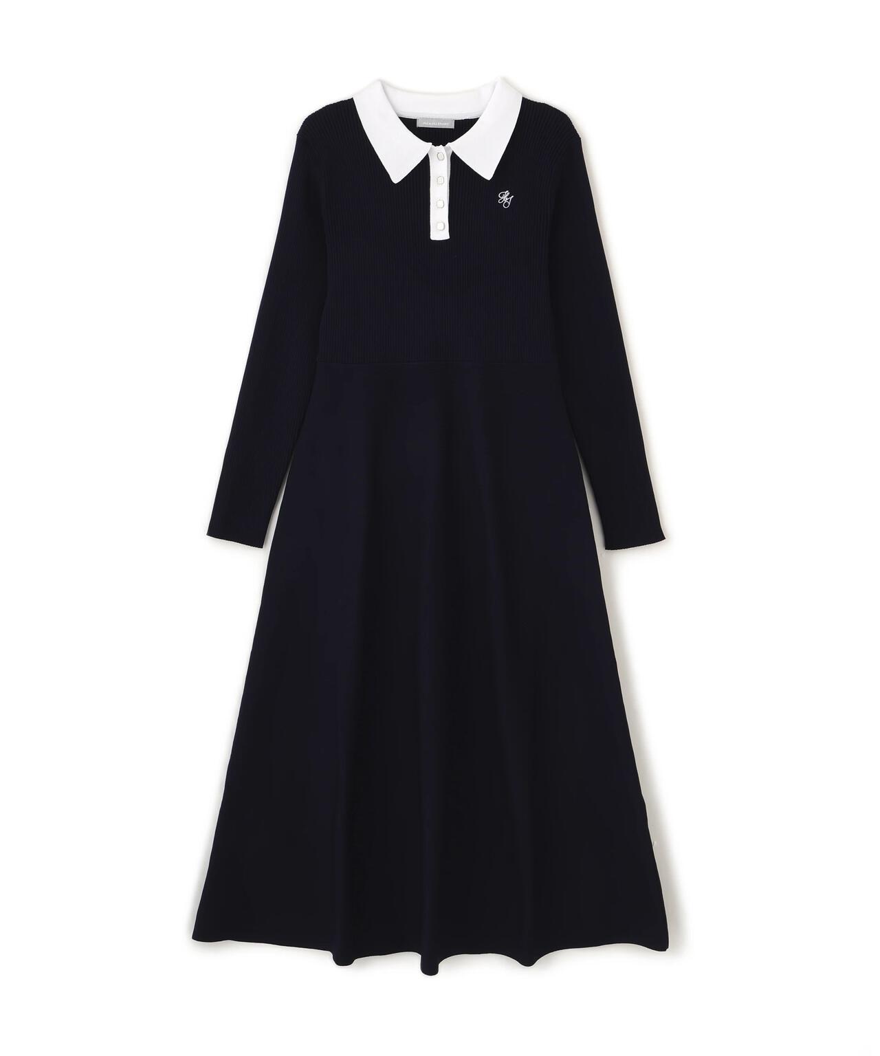 ルネ 異素材ロングニットワンピース ビジュー ウォッシャブル 日本製 近年 ルネ 異素材ロングニットワンピース ビジュー ウォッシャブル