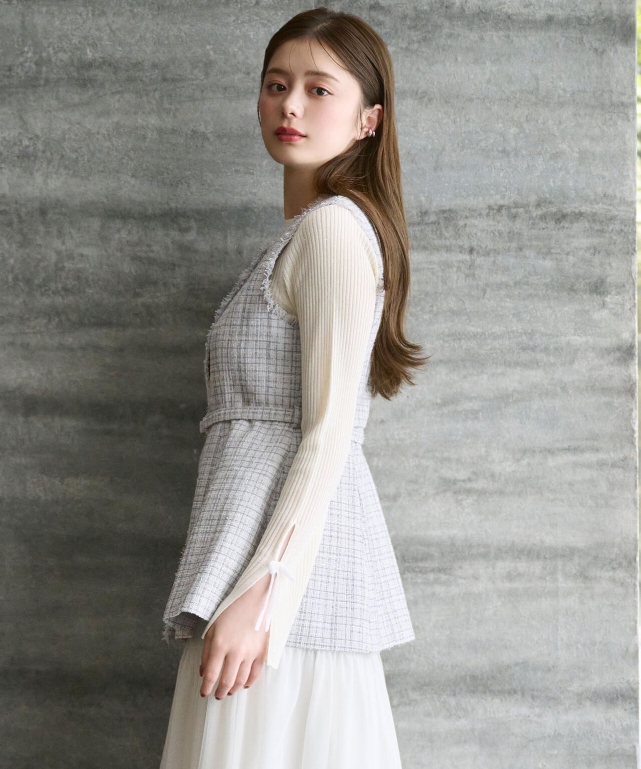 ツイードペプラムジレ