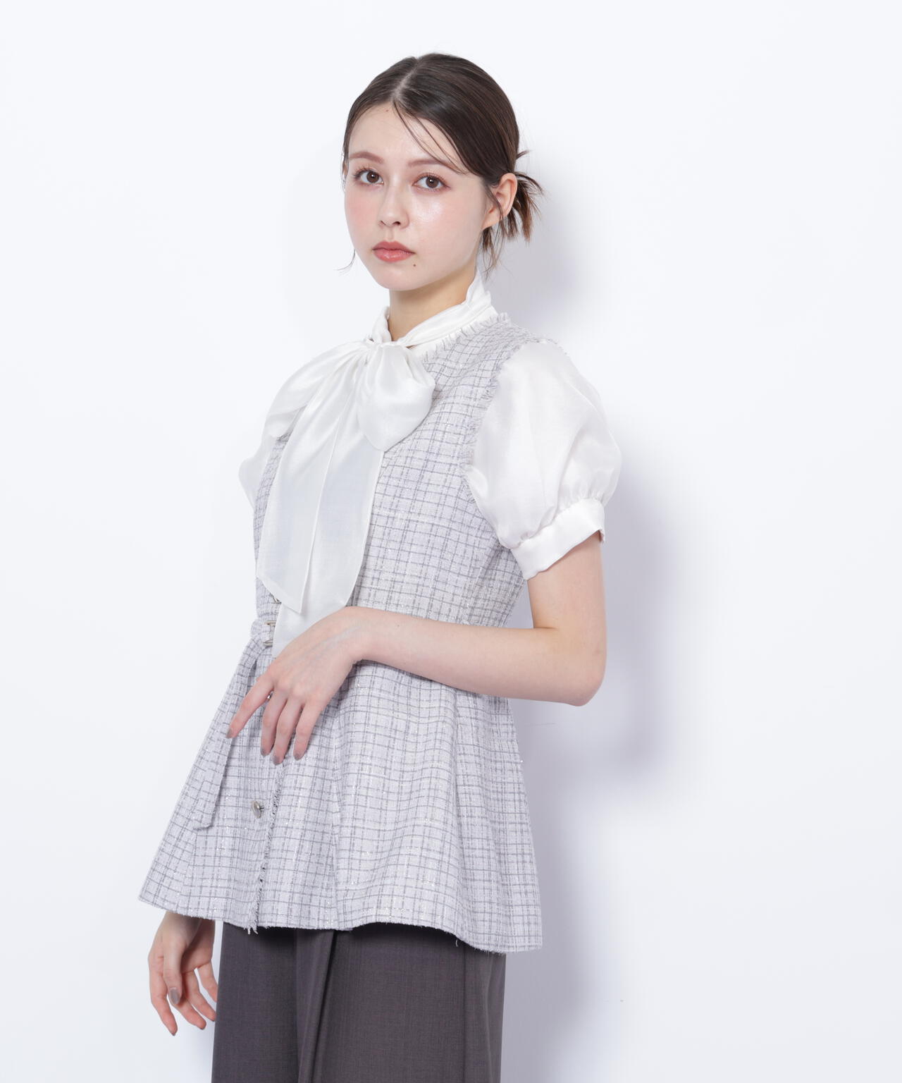 ツイードペプラムジレ