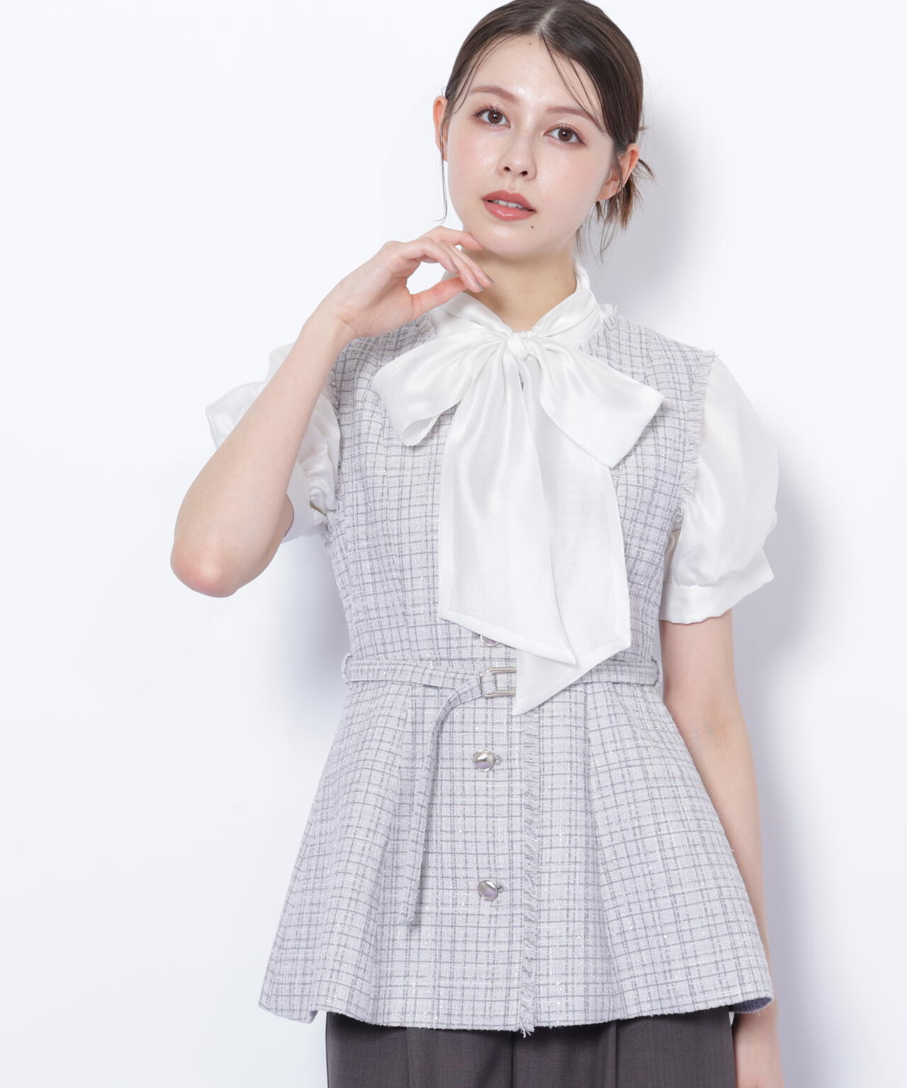 ツイードペプラムジレ