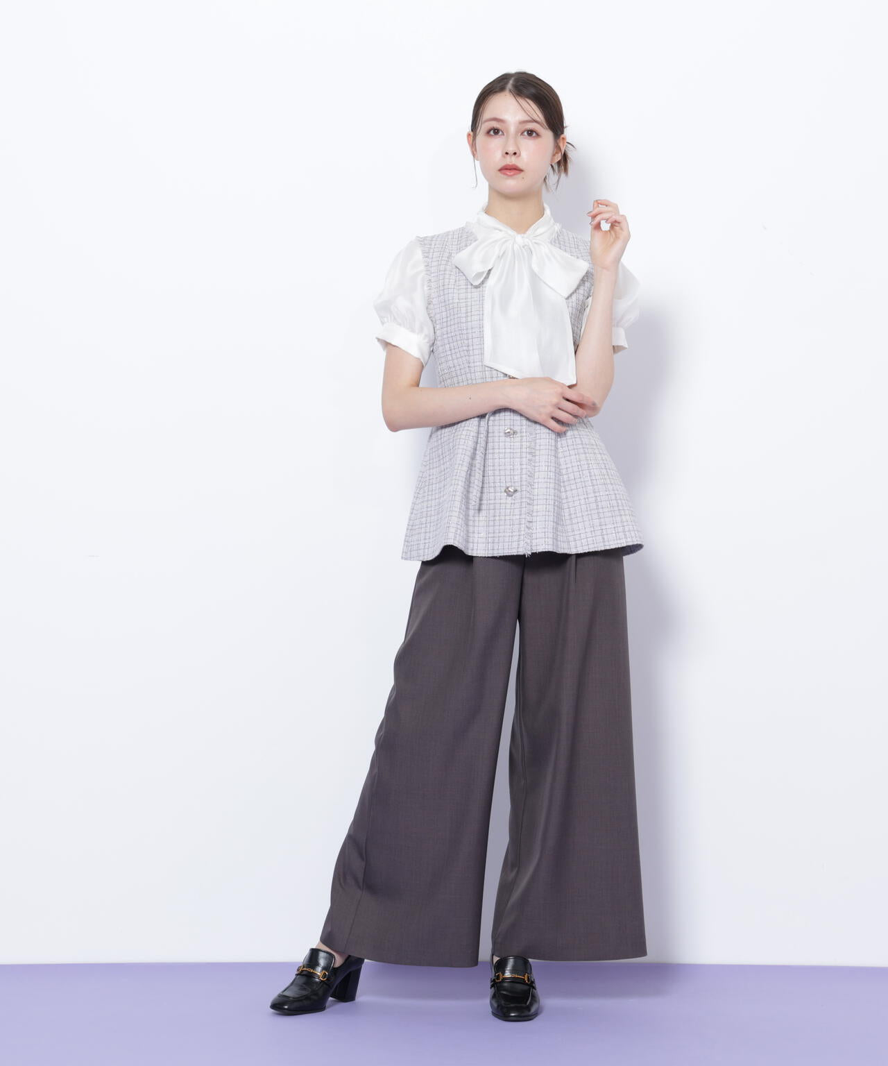 ツイードペプラムジレ