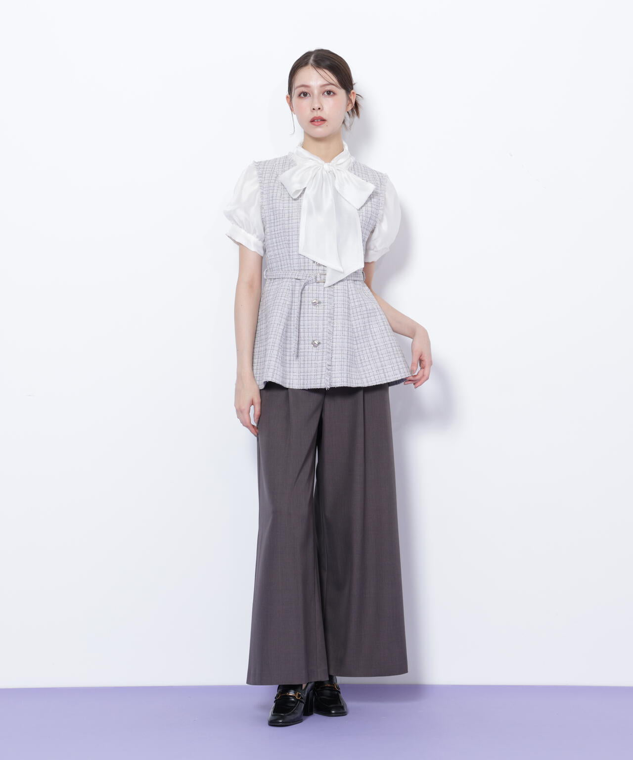 ツイードペプラムジレ