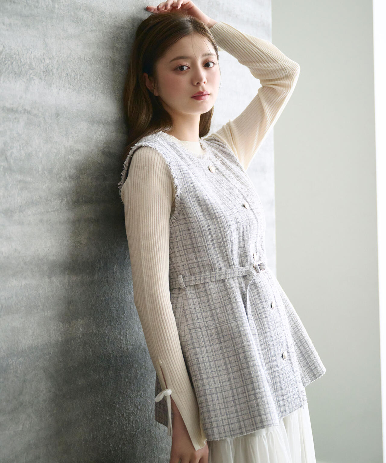 ツイードペプラムジレ