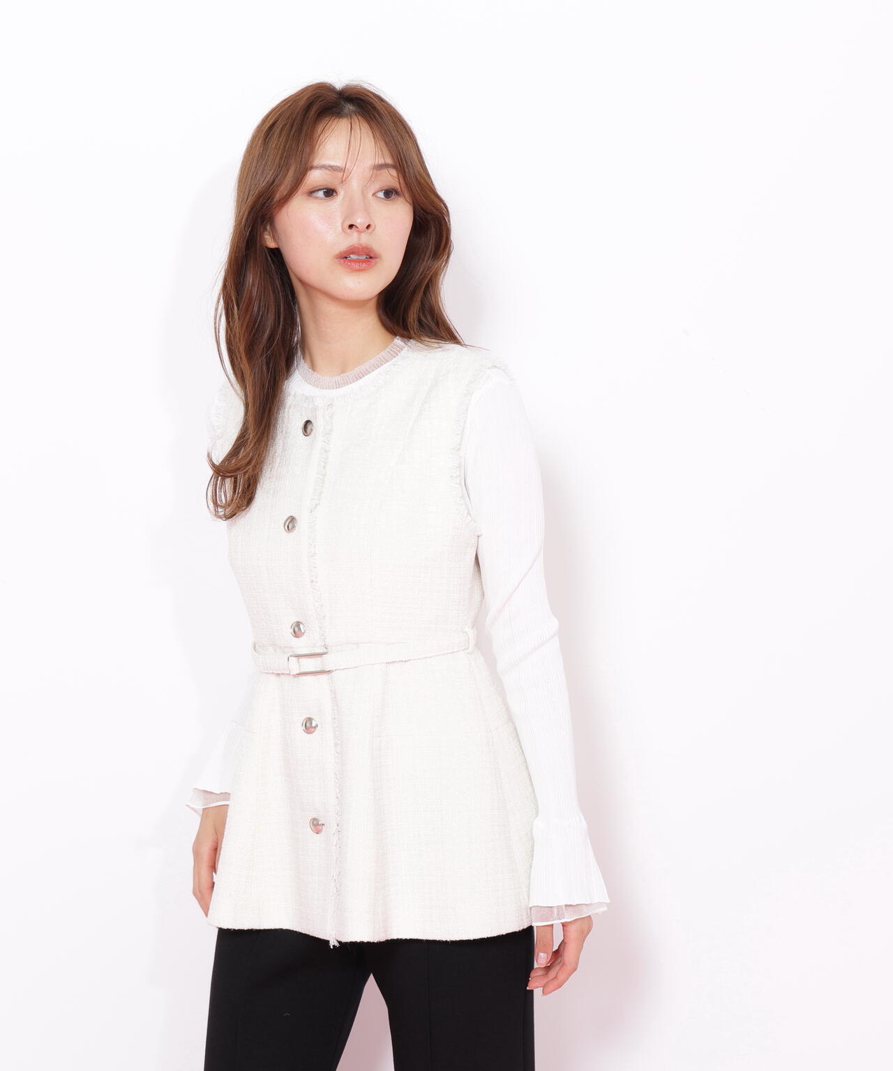 ツイードペプラムジレ