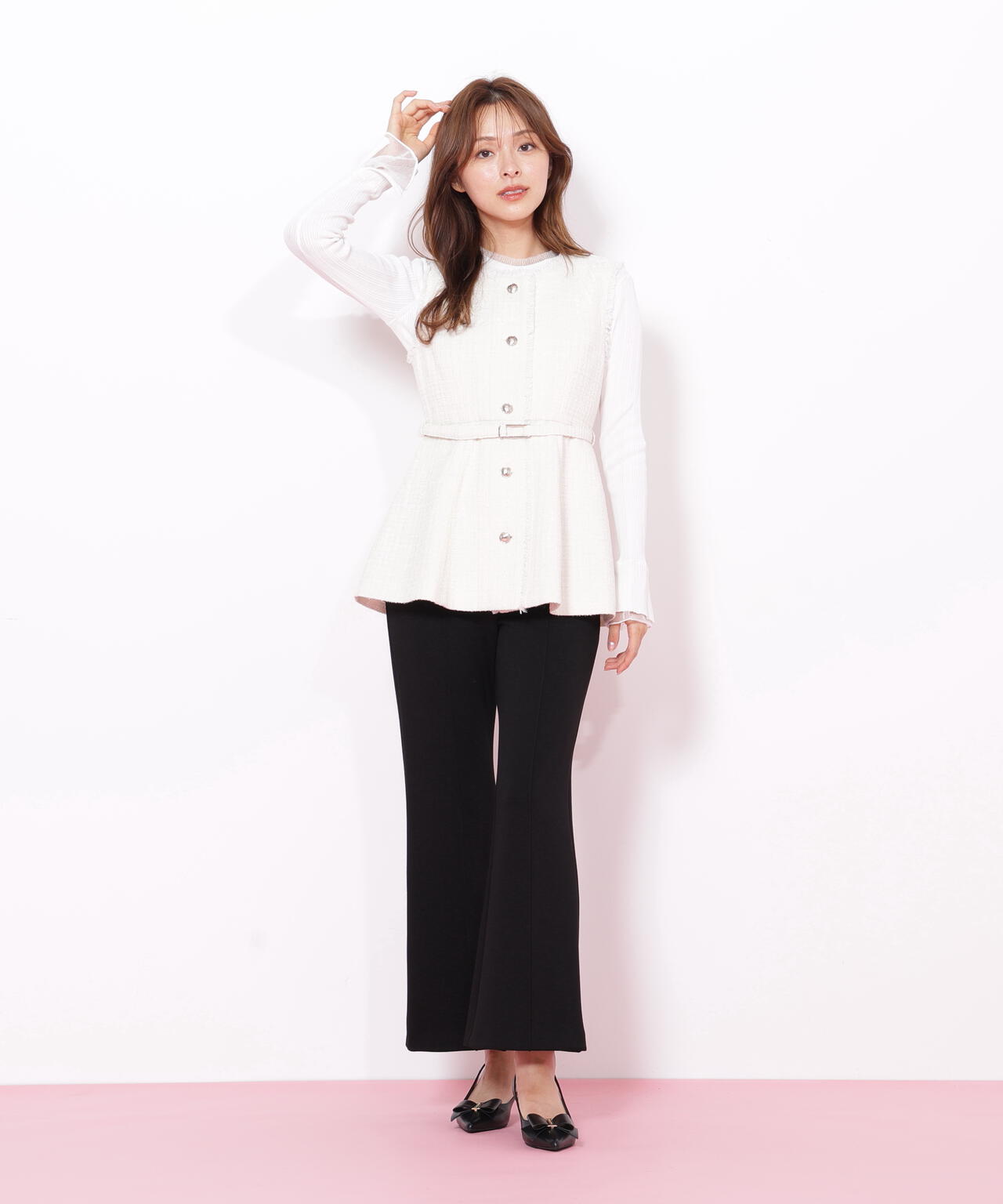 ツイードペプラムジレ