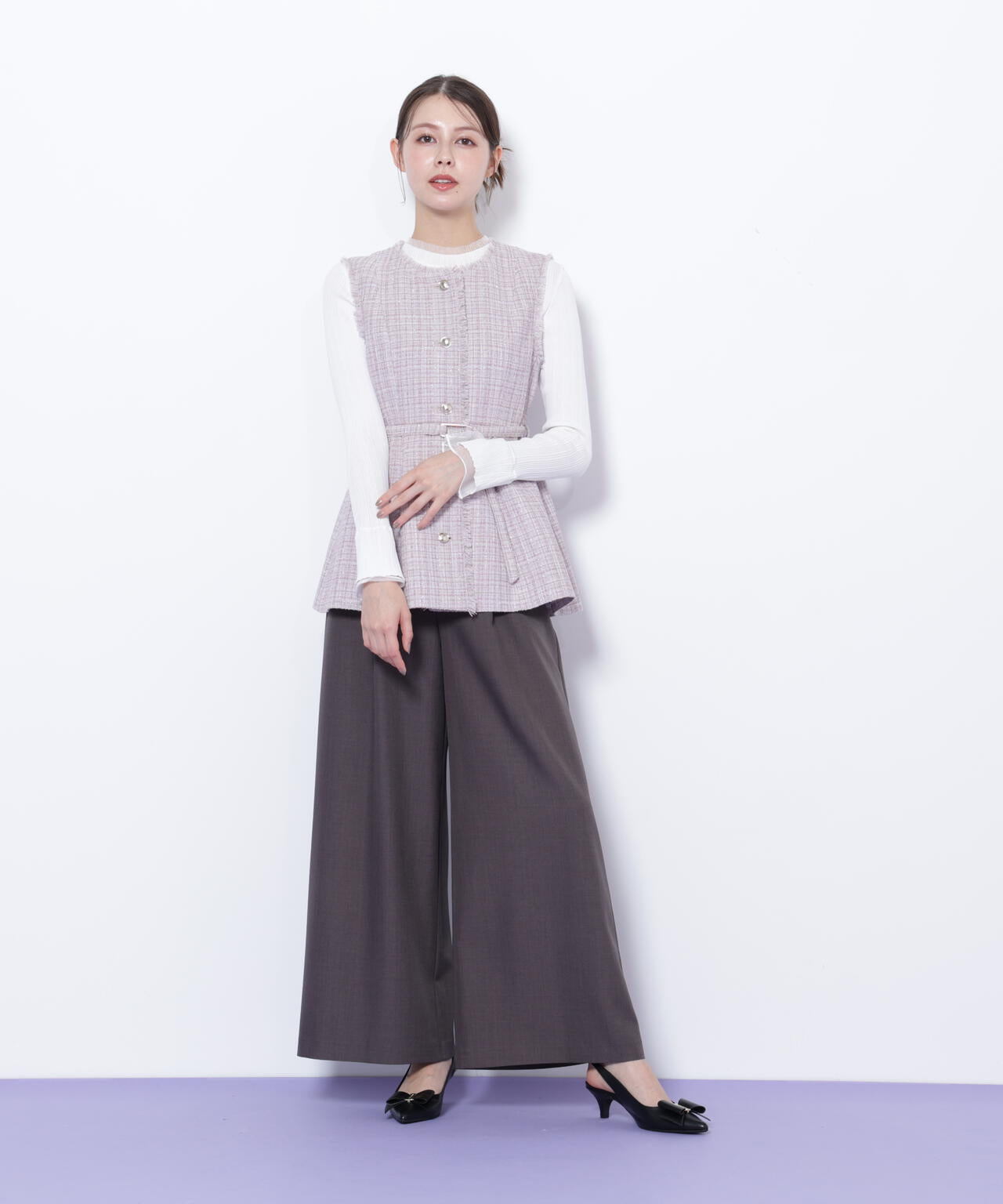 ツイードペプラムジレ