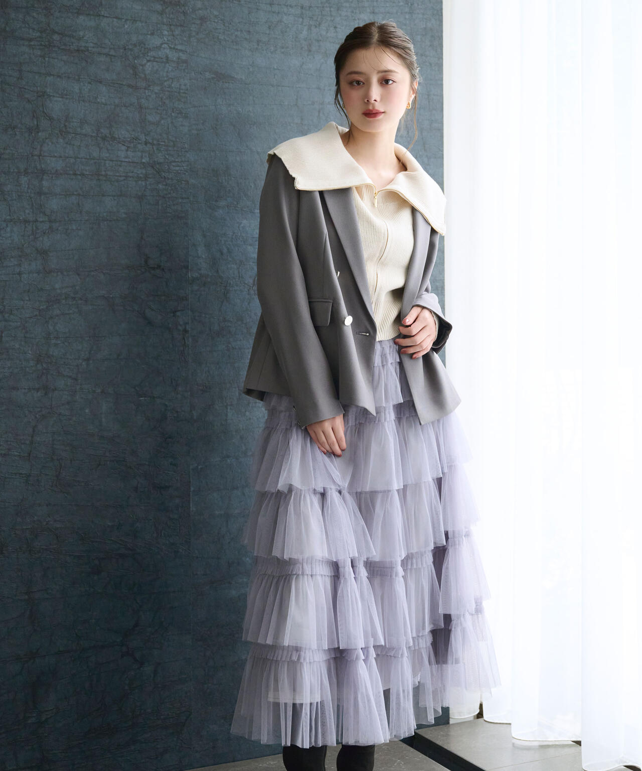 ＜セットアップ対応＞ベーシックツイルダブル釦ジャケット