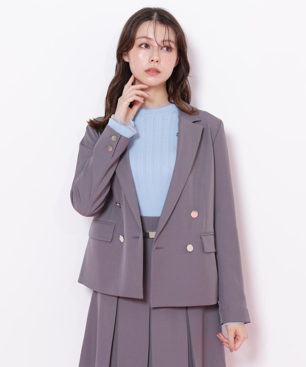 ＜セットアップ対応＞ベーシックツイルダブル釦ジャケット