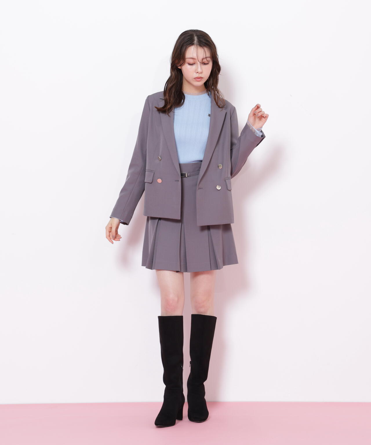 JILL by JILL STUART今期 ベーシックツイルダブル釦ジャケット セットアップ対応＞ベーシックツイルダブル釦ジャケット | JILL