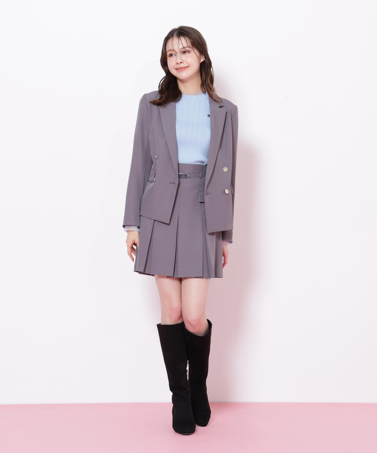 JILL by JILL STUART今期 ベーシックツイルダブル釦ジャケット セットアップ対応＞ベーシックツイルダブル釦ジャケット | JILL