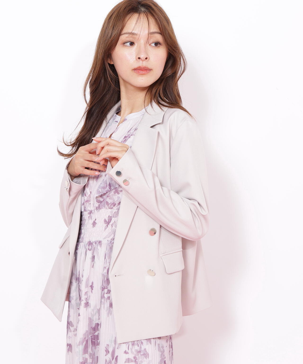 ＜セットアップ対応＞ベーシックツイルダブル釦ジャケット