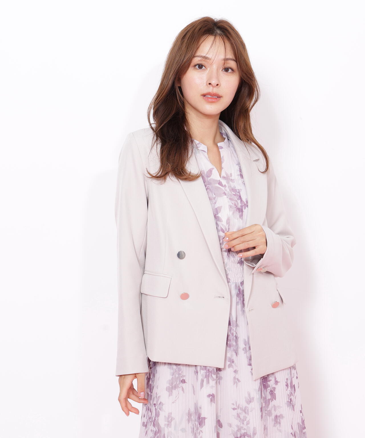 ＜セットアップ対応＞ベーシックツイルダブル釦ジャケット