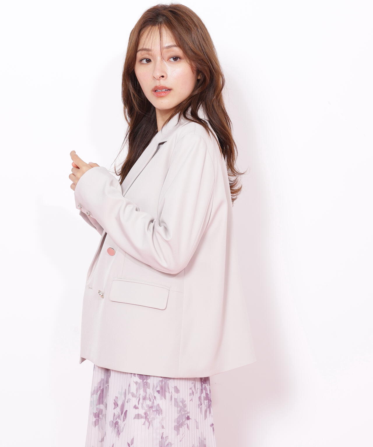 JILL by JILL STUART今期 ベーシックツイルダブル釦ジャケット セットアップ対応＞ベーシックツイルダブル釦ジャケット | JILL by