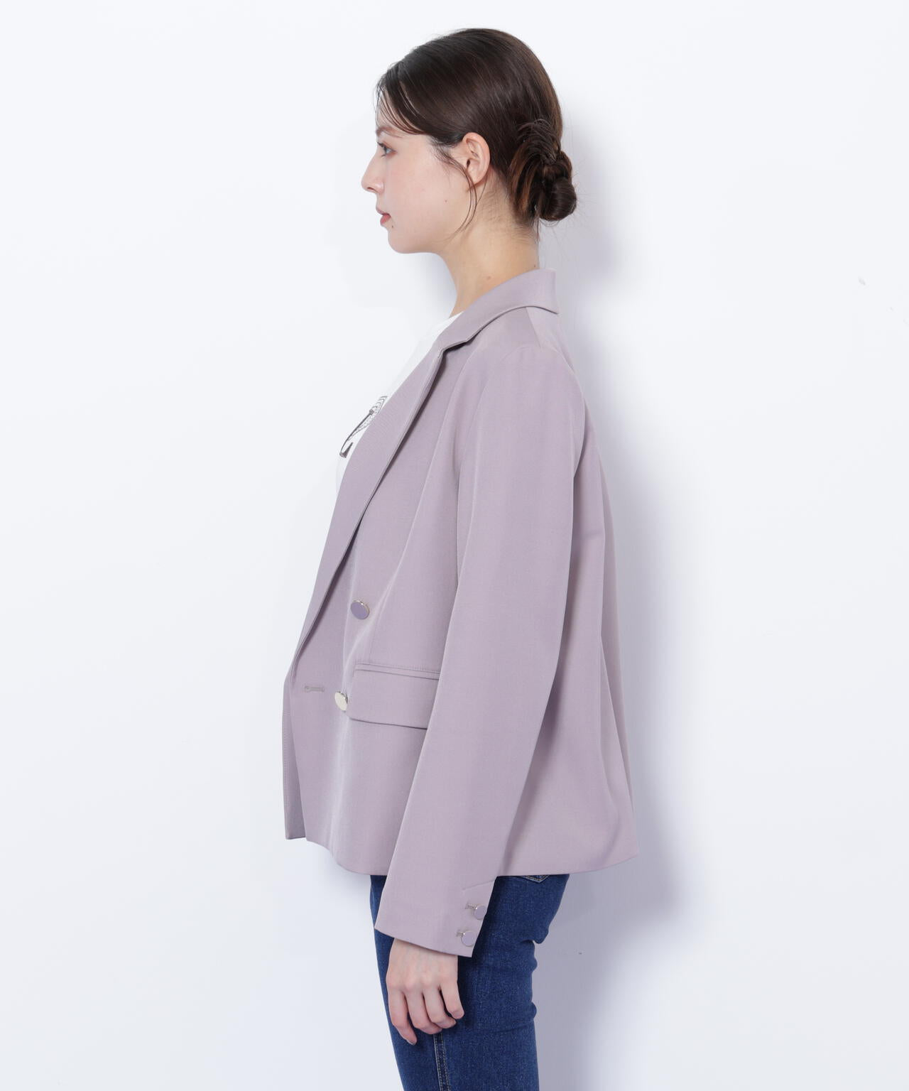 ＜セットアップ対応＞ベーシックツイルダブル釦ジャケット